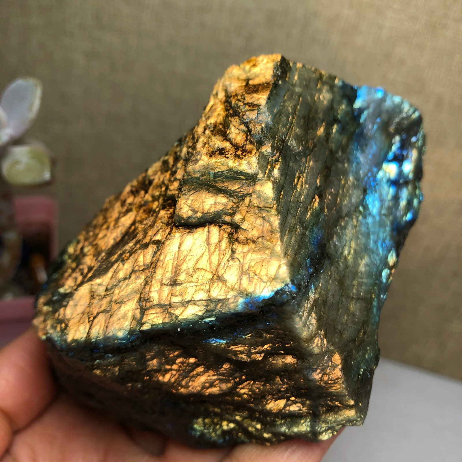 88mm Natural Labradorite Crystal gemstone rough original Specimen 424g A2629