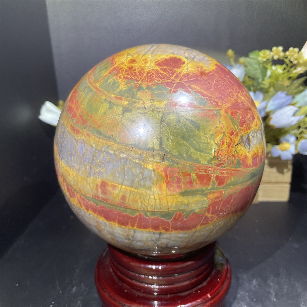 10.5LB 5.3″Natural Cherry Creek Jasper Sphere Crystal Reiki Energy Ball Decor