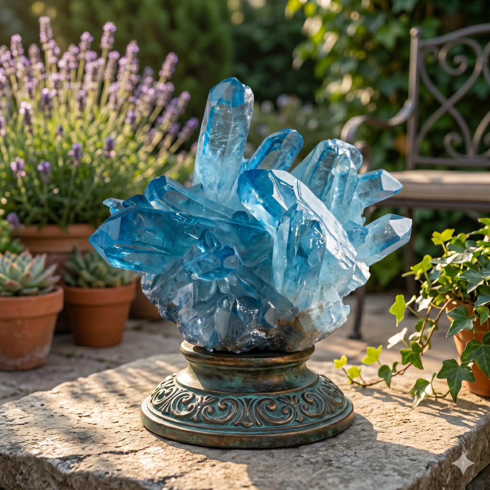 Aqua Aura Blue Quartz Titanium Cluster Mineral Specimen Geode Ornament 80-100g