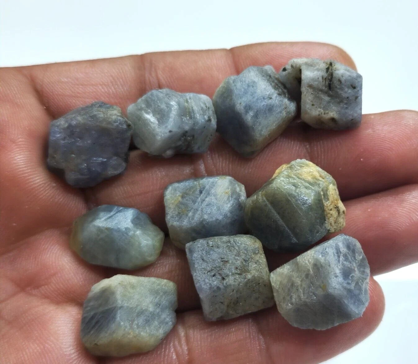 A+ Excellent African Blue Sapphire Rough 10 Pcs Lot Size 15-18 MM Loose Gemstone