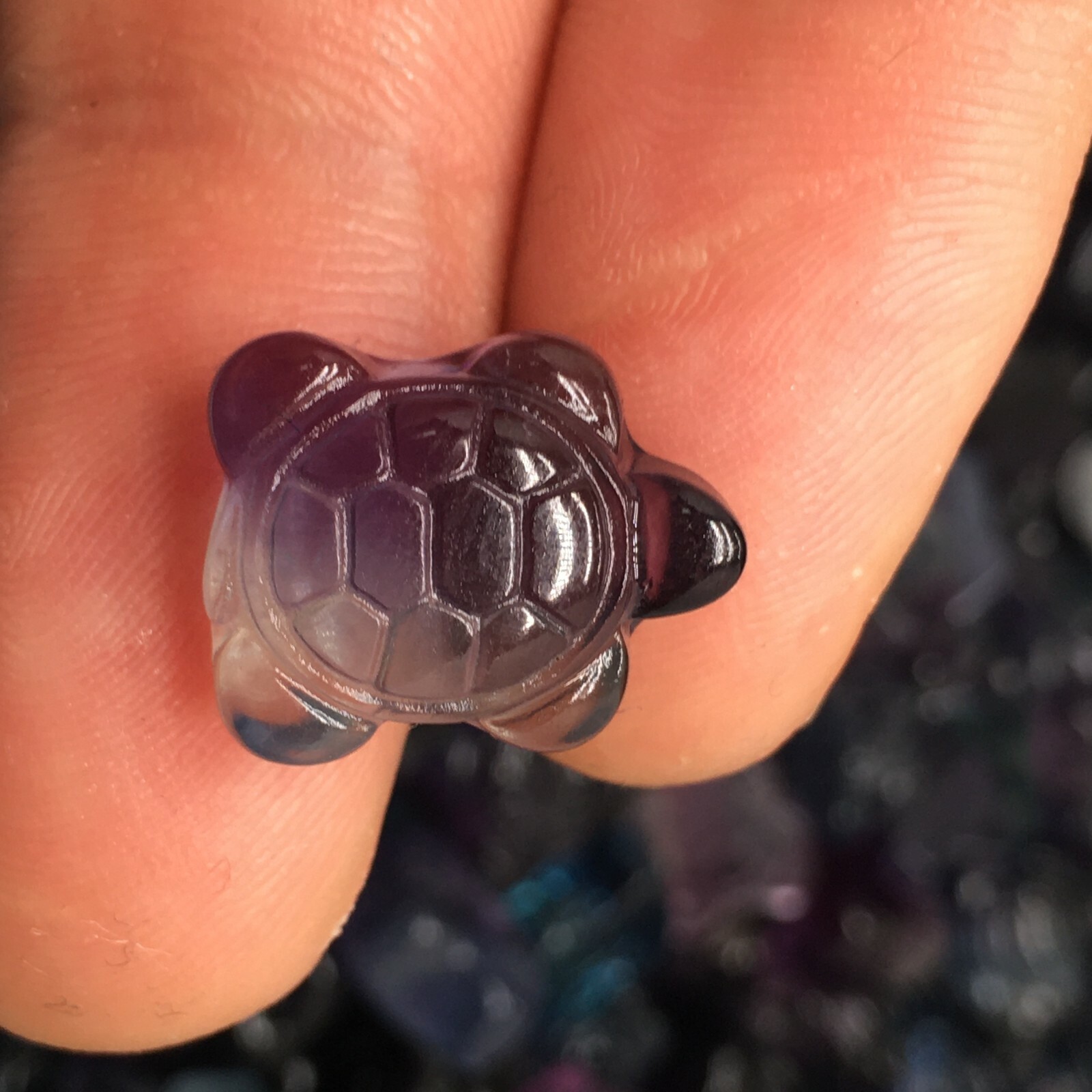 10pc Natural fluortie Quartz hand Carved tortoise crystal Reiki healing