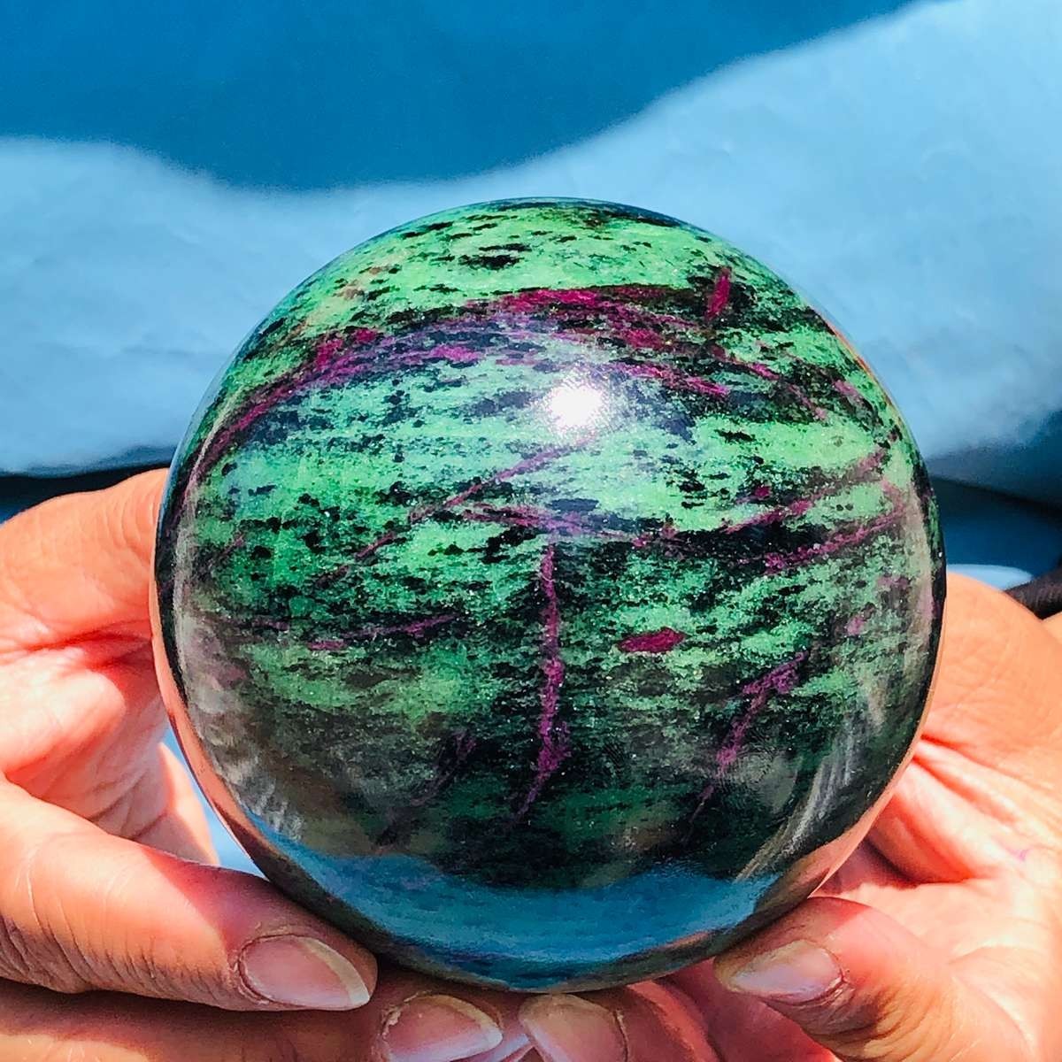 2 pieces 5.14LB Natural Red and Green Treasure Ball Quartz Crystal Specimen 5169
