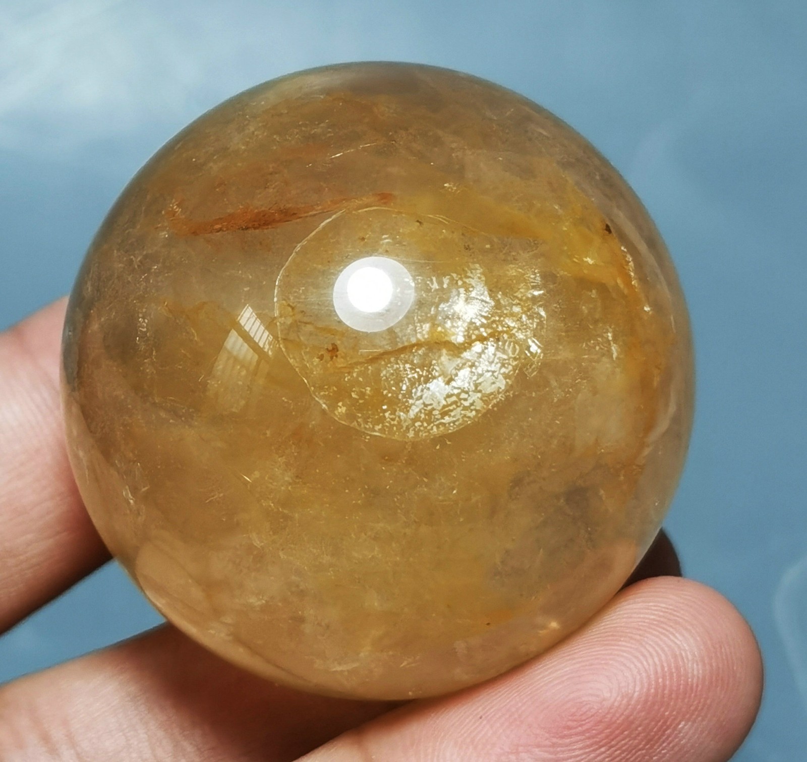 Natural Golden Healer QUARTZ Polished Sphere Ball Reiki Stone Healing