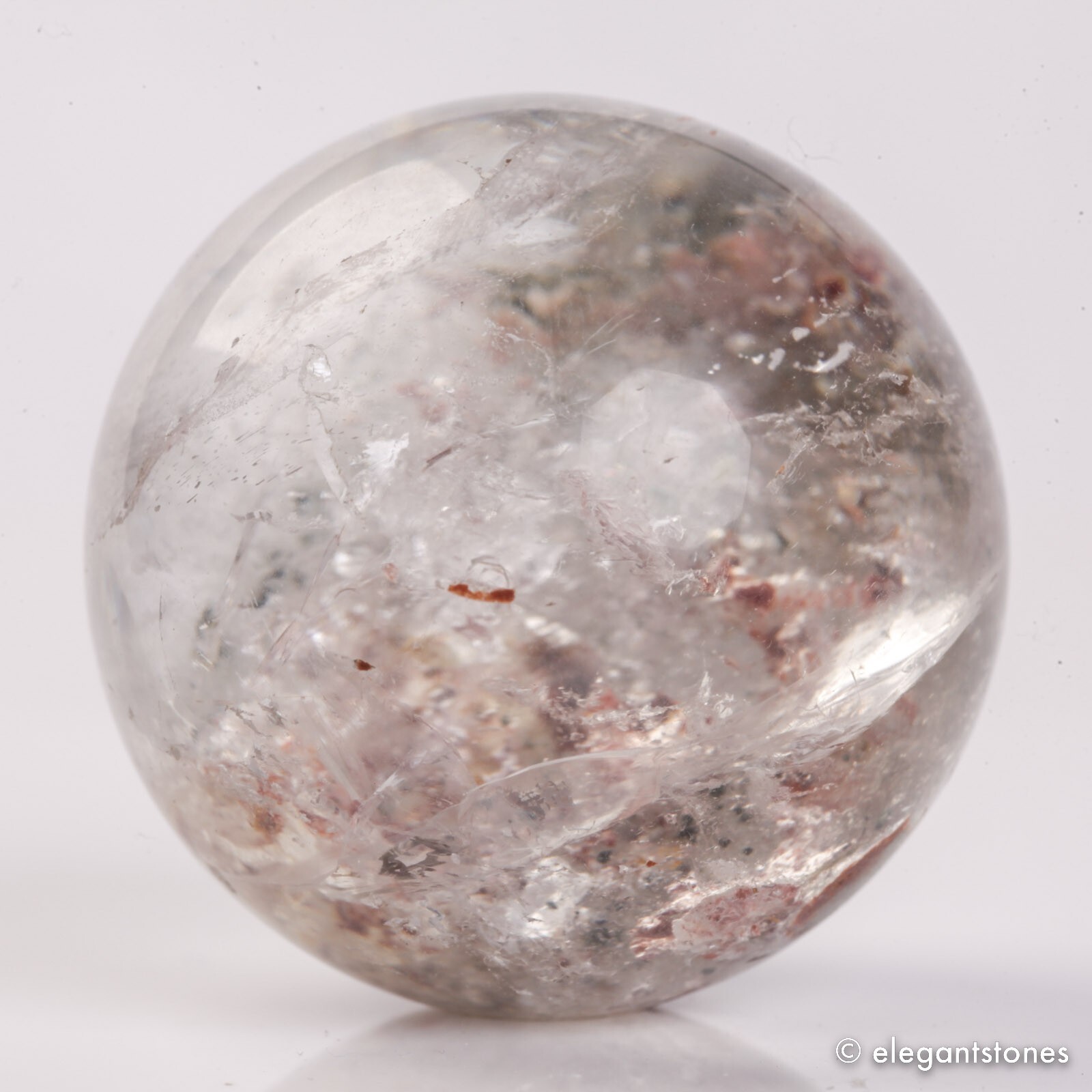 61g35mm Natural Garden/Phantom/Ghost/Lodolite Quartz Crystal Sphere Healing Ball