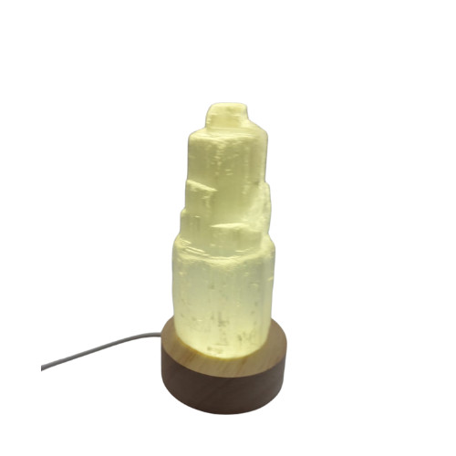 Selenite Natural Tower USB LED Healing Crystal Night Light Decor Lamp UK Stock