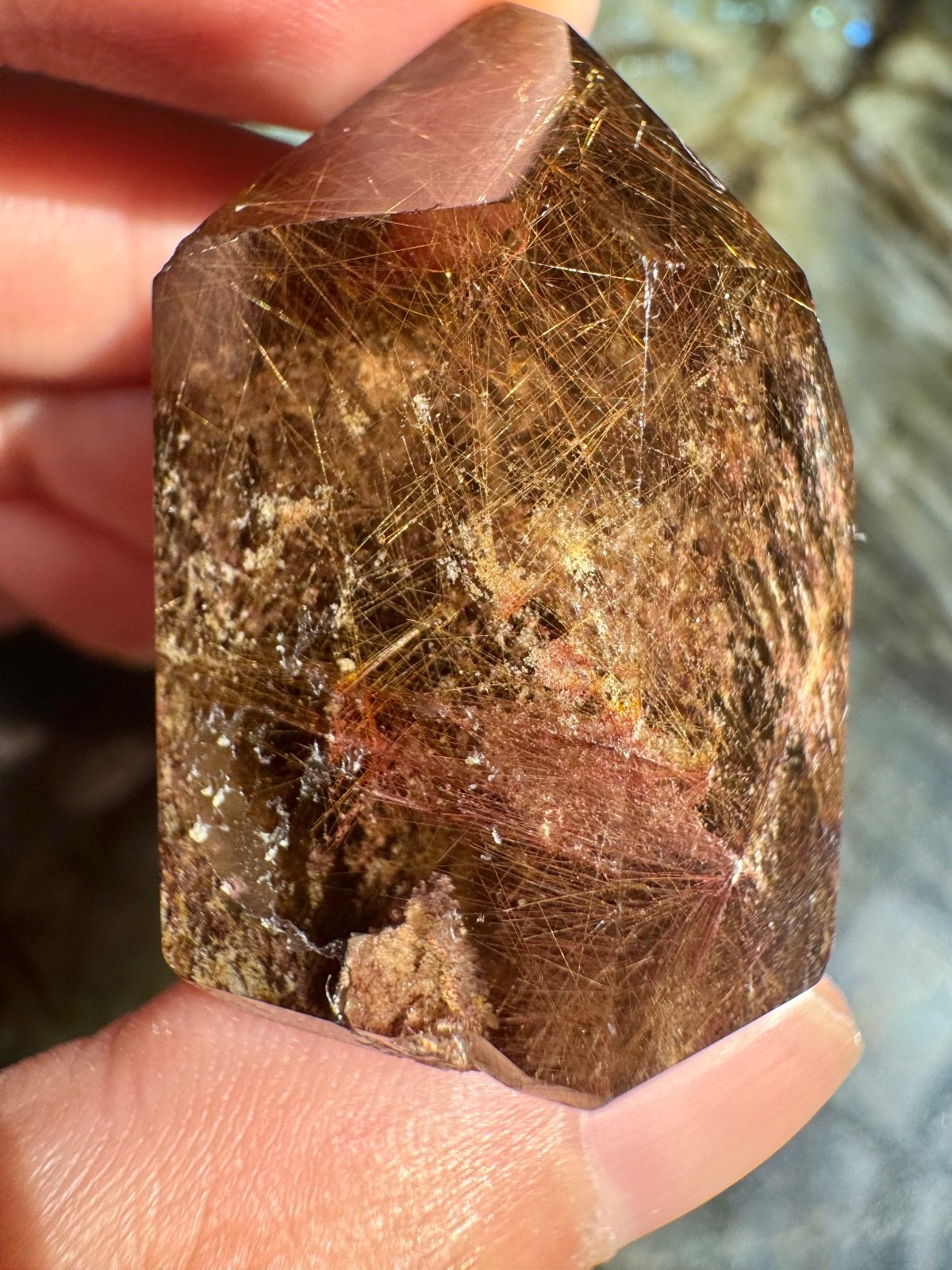 Garden Smoky Quartz Tower with Red & Golden Rutiles | Two-Toned Rutilated Quartz