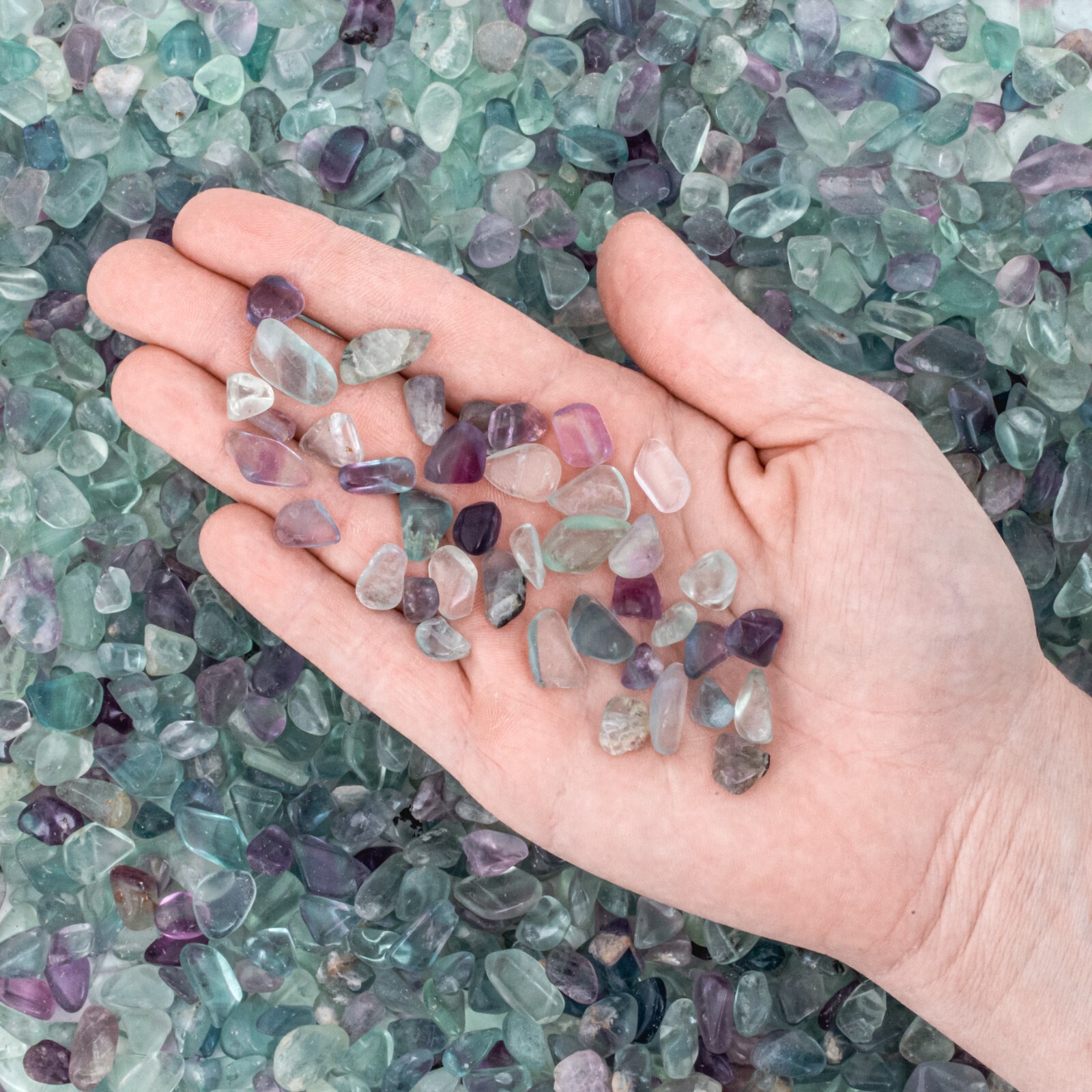 1/4 lb Extra Small Tumbled Rainbow Fluorite Gemstone Crystals Gem Chips Crafts