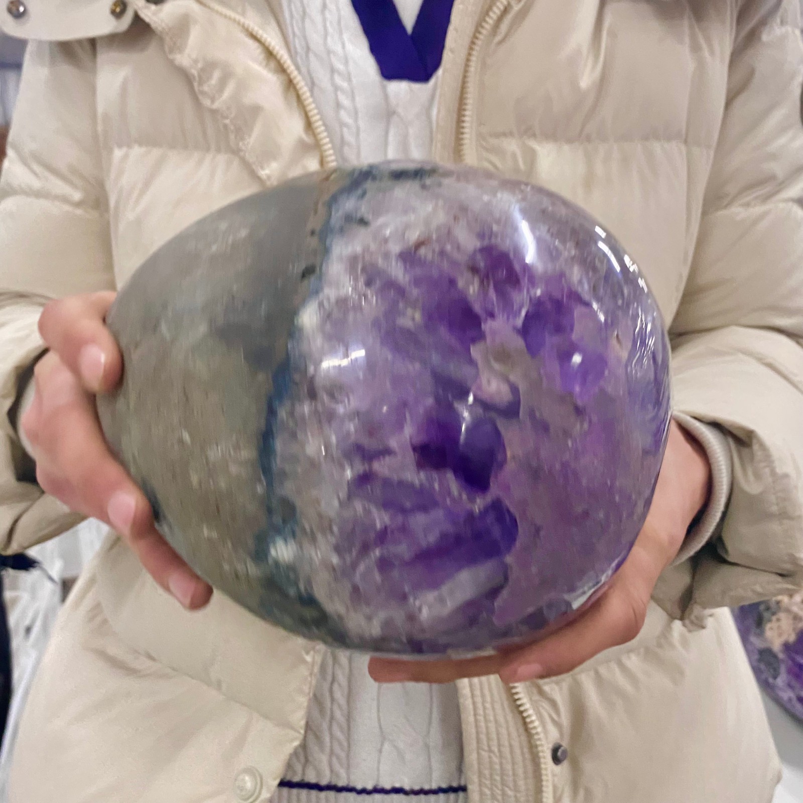 12.34LB Natural Amethyst geode quartz cluster crystal specimen energy healing