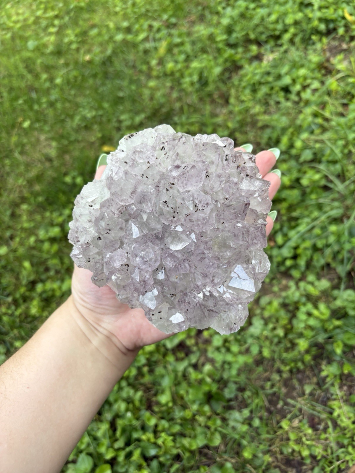 XL Raw Amethyst Flower Cluster- Natural 4.7” Light Purple Druzy Amethyst Crystal