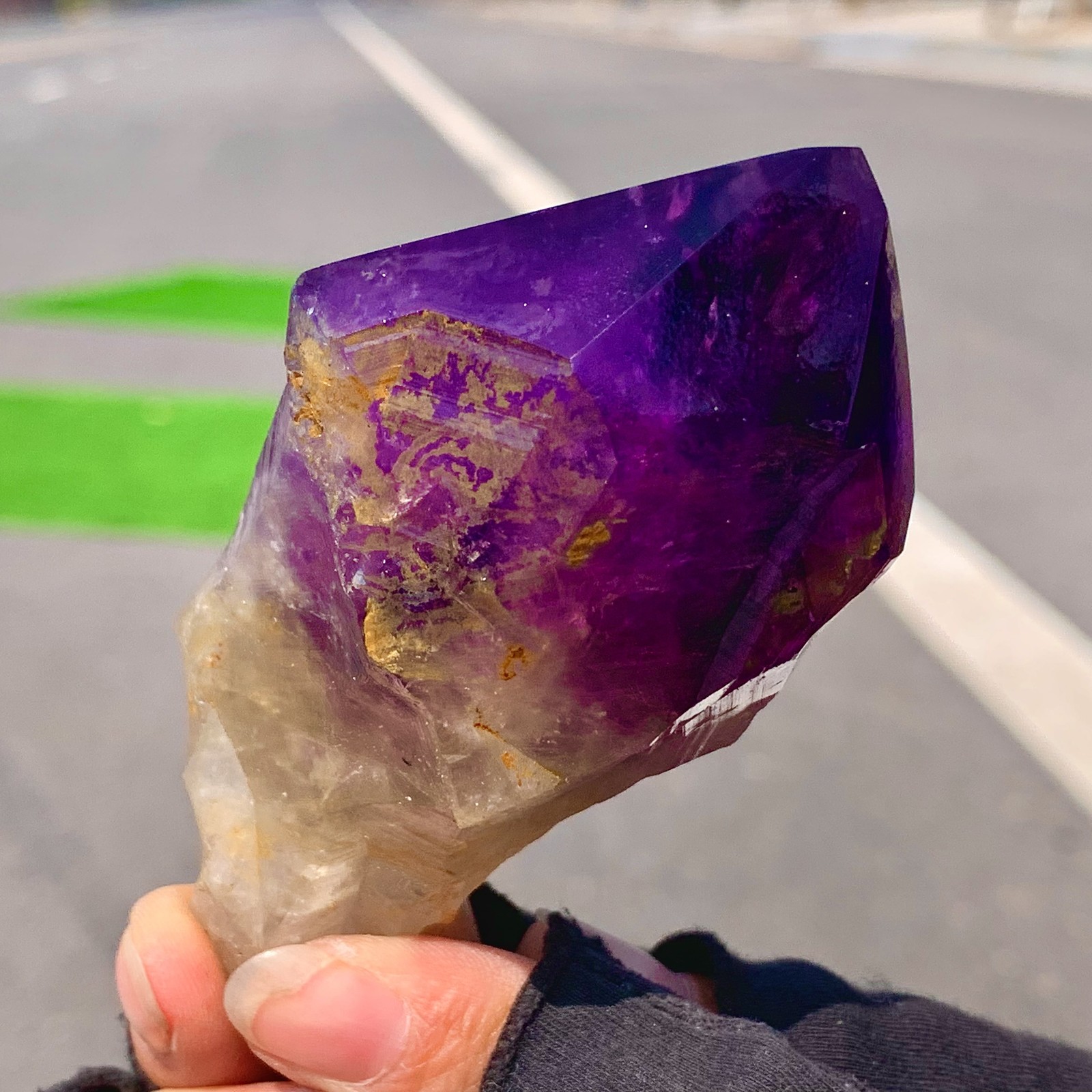 151G Natural Amethyst Quartz Crystal Single-End Terminated Wand Point Healing