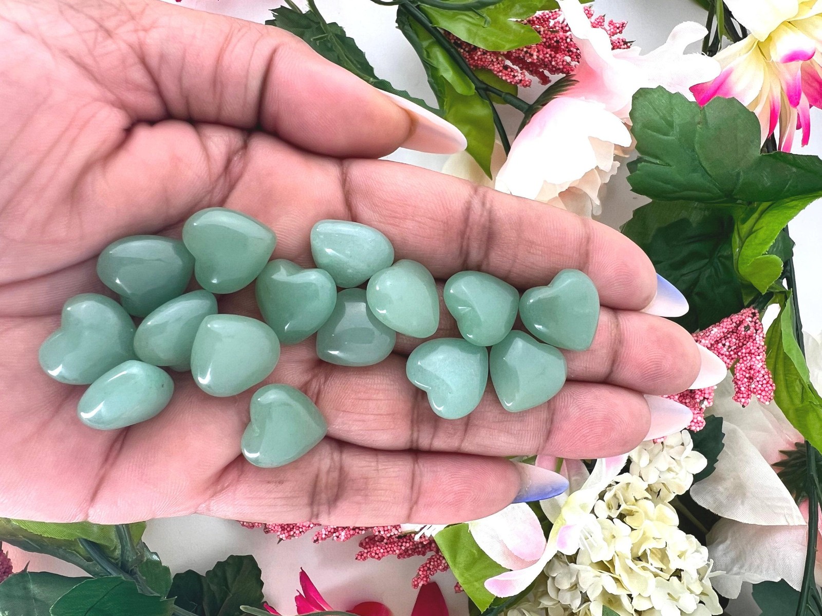 Green aventurine heart – mini green aventurine heart carving – 13mm natural