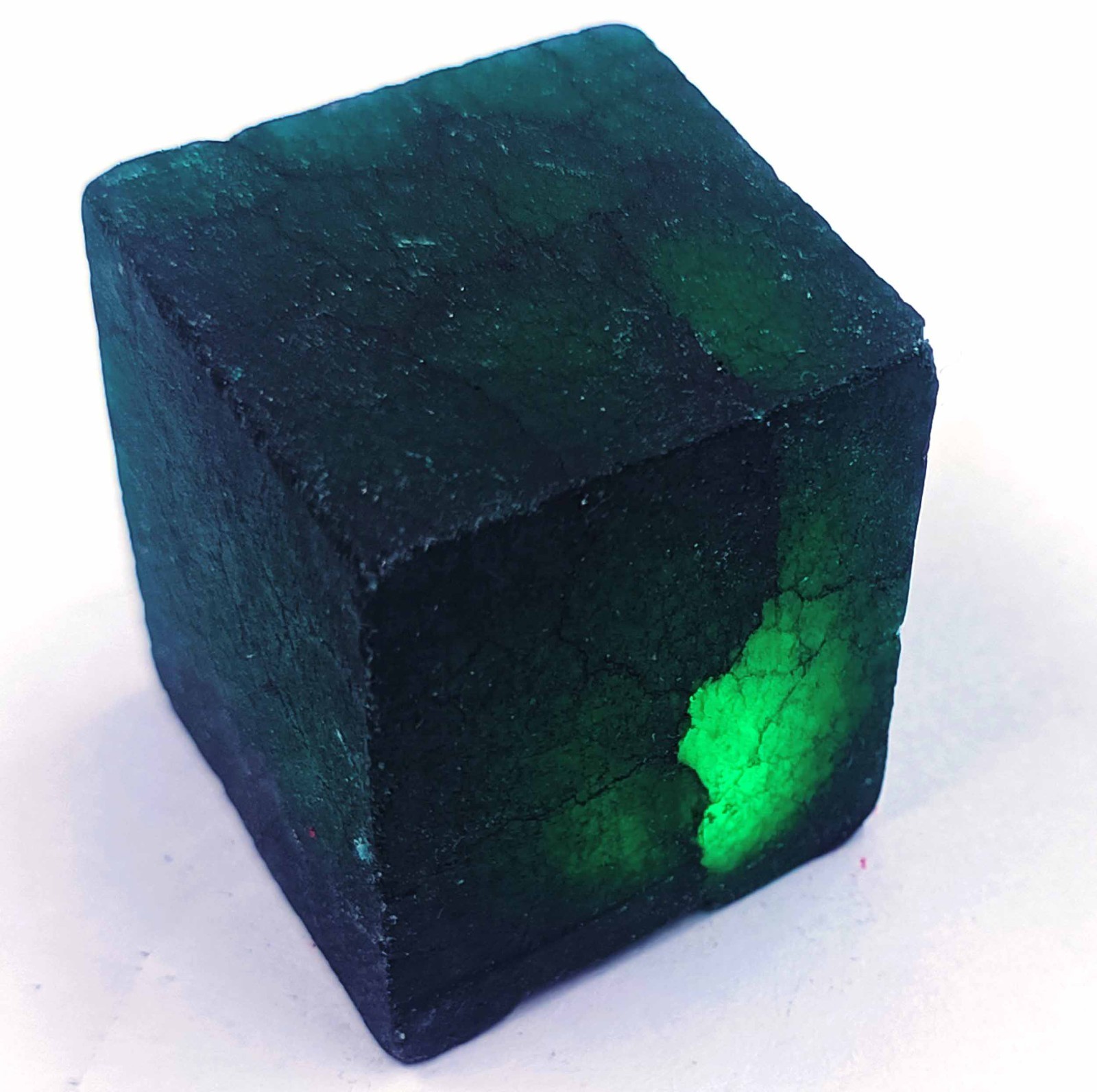 182.35 Ct Natural Green Emerald Cube Uncut Rough Dyed Opaque Loose Gemstone NCH