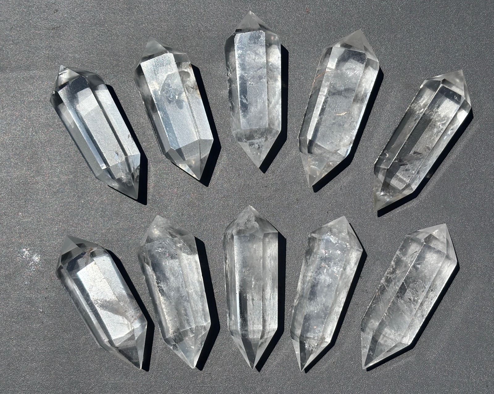 10pcs Bulk Clear Quartz Crystal Point Wand AAA+ Double Terminated Obelisk