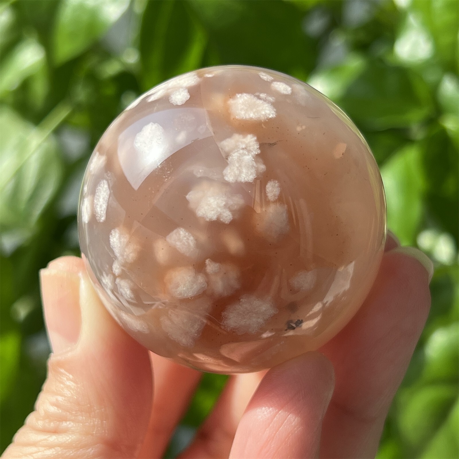 120g+ Natural cherry blossom agate sphere quartz crystal Ball 45mm+ Random 1pc