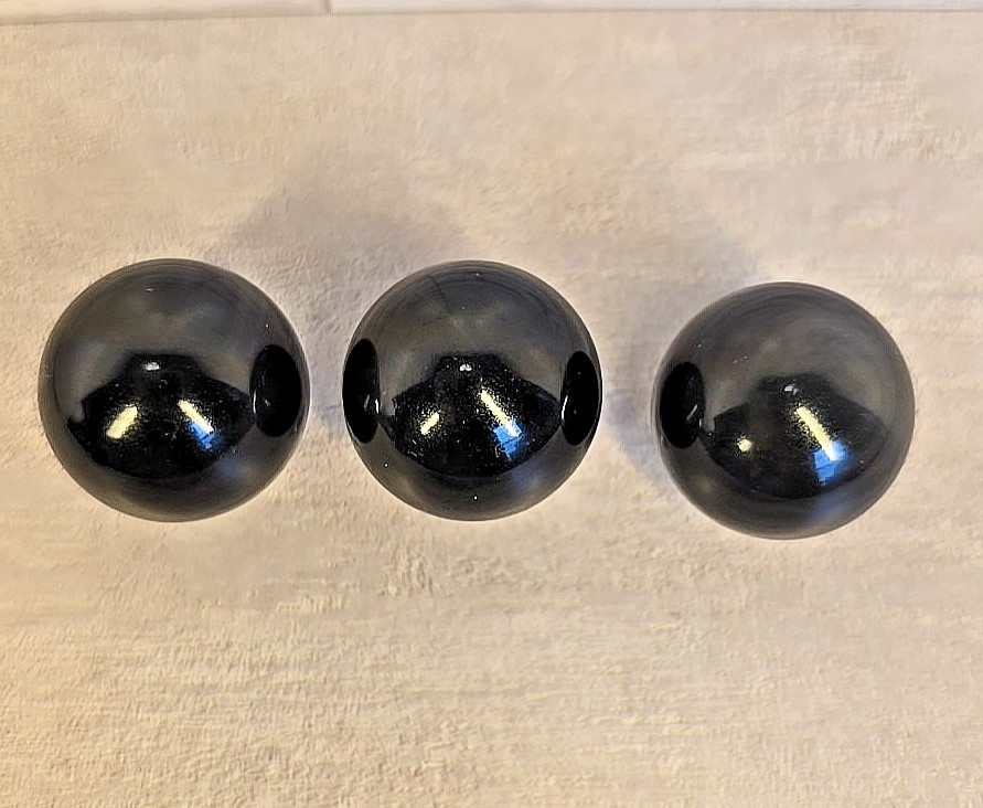 Rainbow Obsidian Sphere Set 3pc Silver Sheen Crystal Balls 26mm