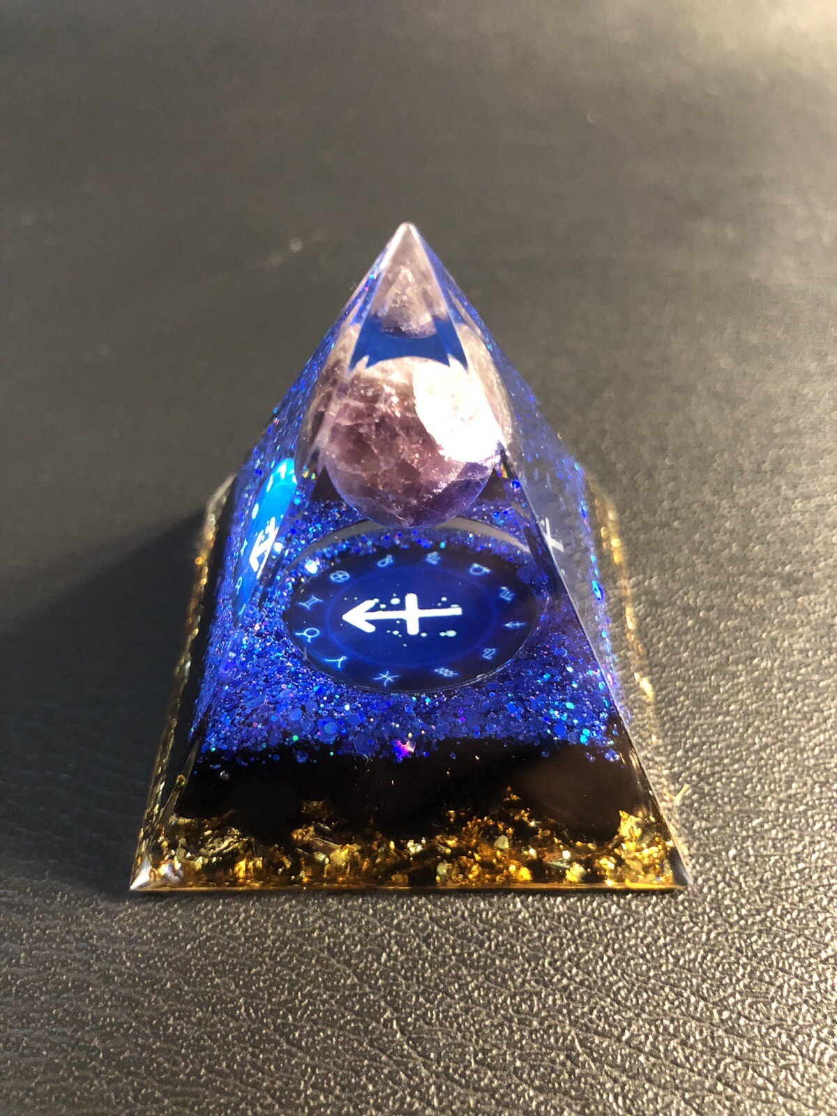 Sagittarius Orgonite Natural Pyramid Stone Crystal Energy Healing Reiki Chakra