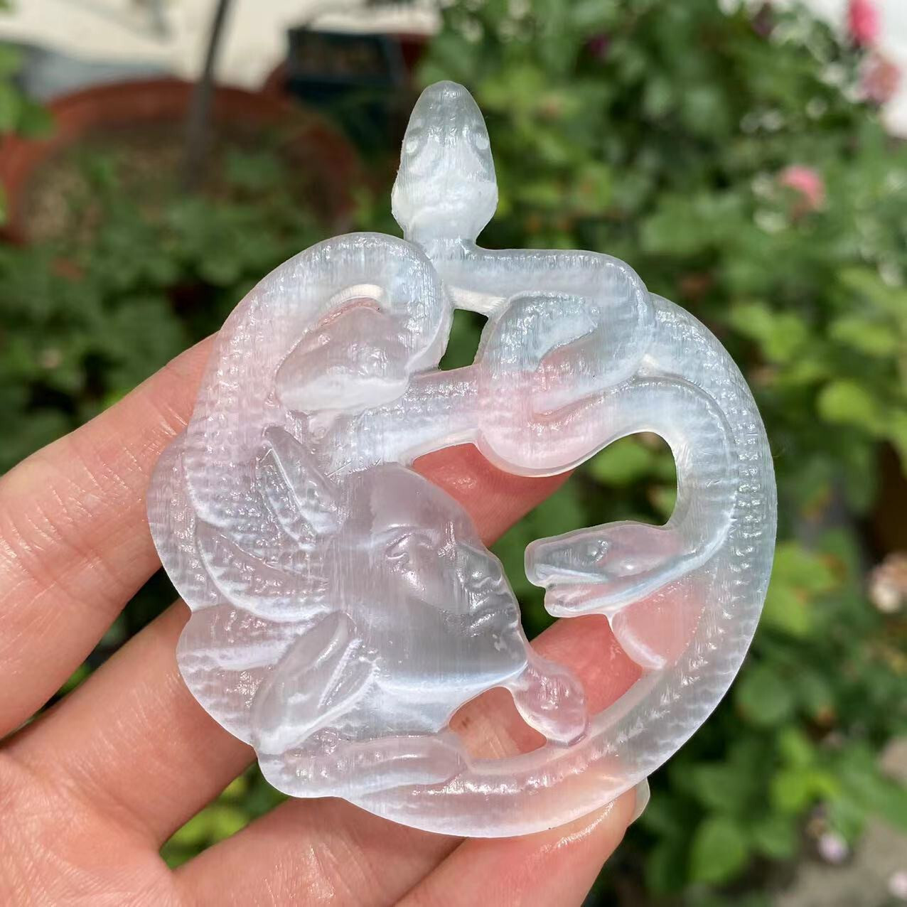 1PC Natural White Quartz Hand Carved Crystal Snake Skull Reiki Healing Gem decor