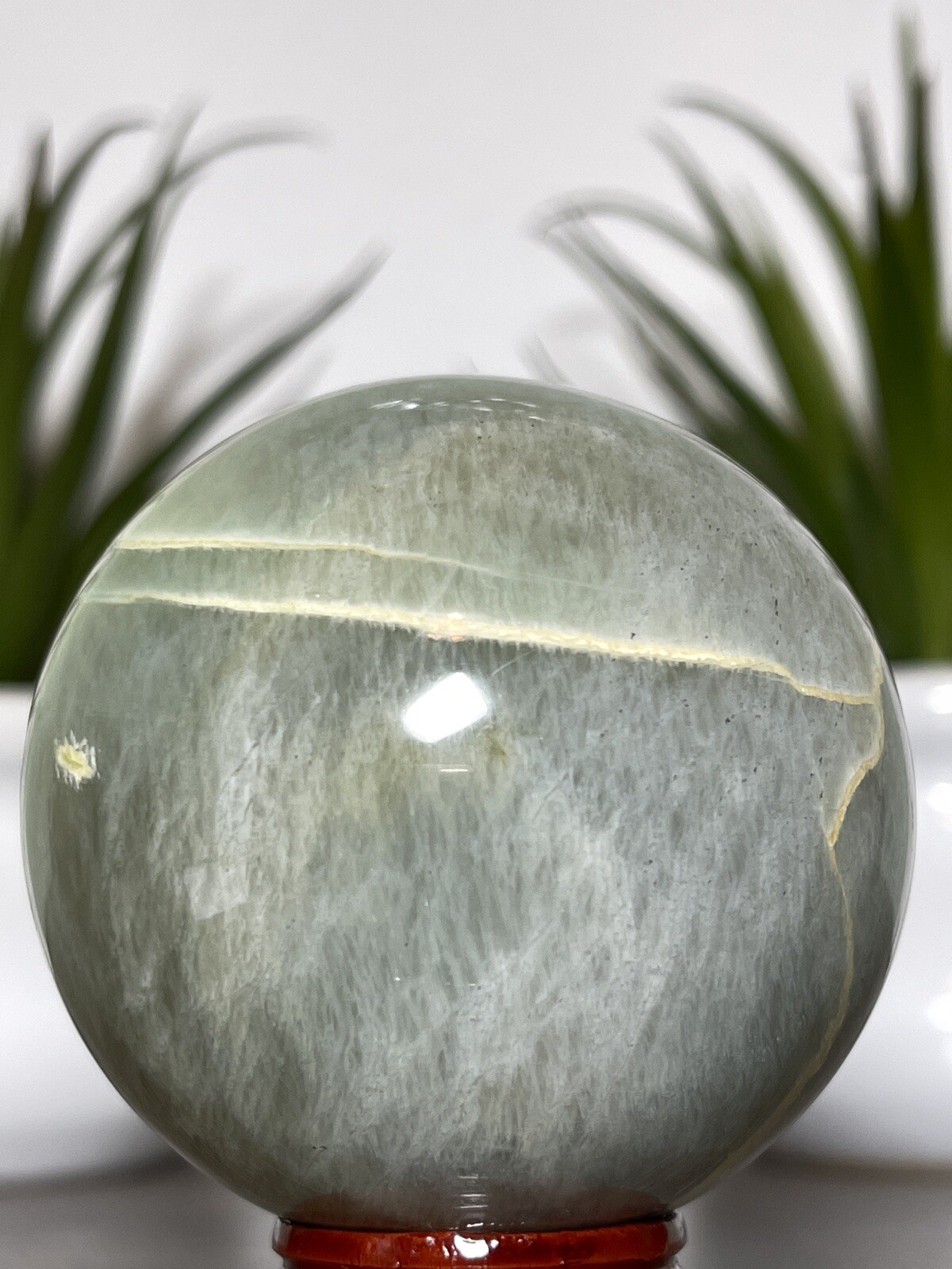 61mm GREEN MOONSTONE SPHERE – Natural Garnierite Mineral Reiki Chakra Witch