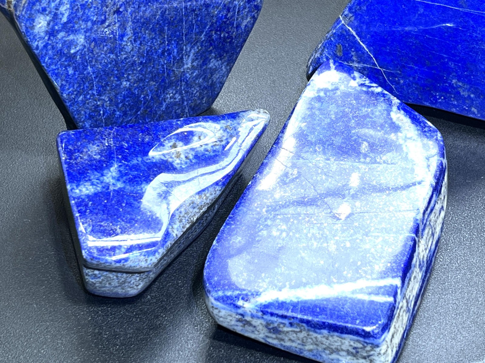 Large Blue Lapis Lazuli Freeform Polished Slab Boulders Gemstone Decor