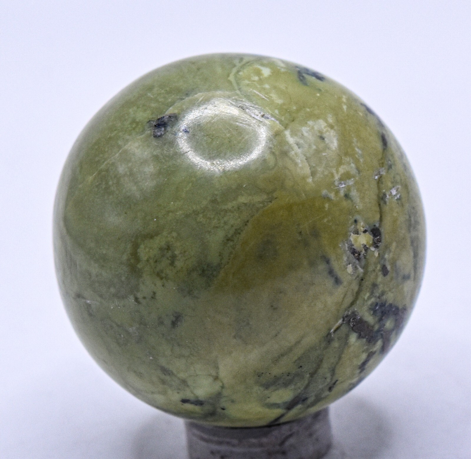 39mm Serpentine w/ Pyrite Sphere Polished Natural Gemstone Mineral Ball – Peru