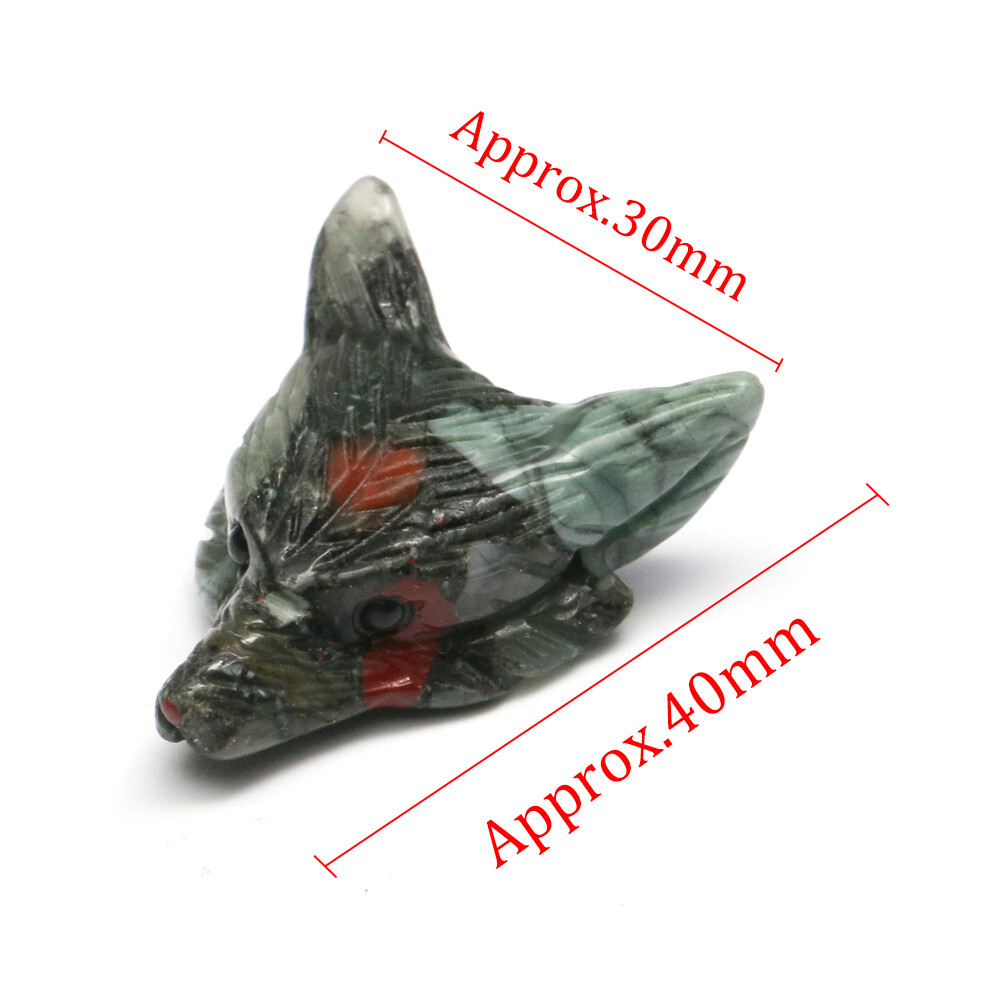 Wolf Head Pendant Natural Crystal Healing Quartz Stone Carved DIY Necklace Decor