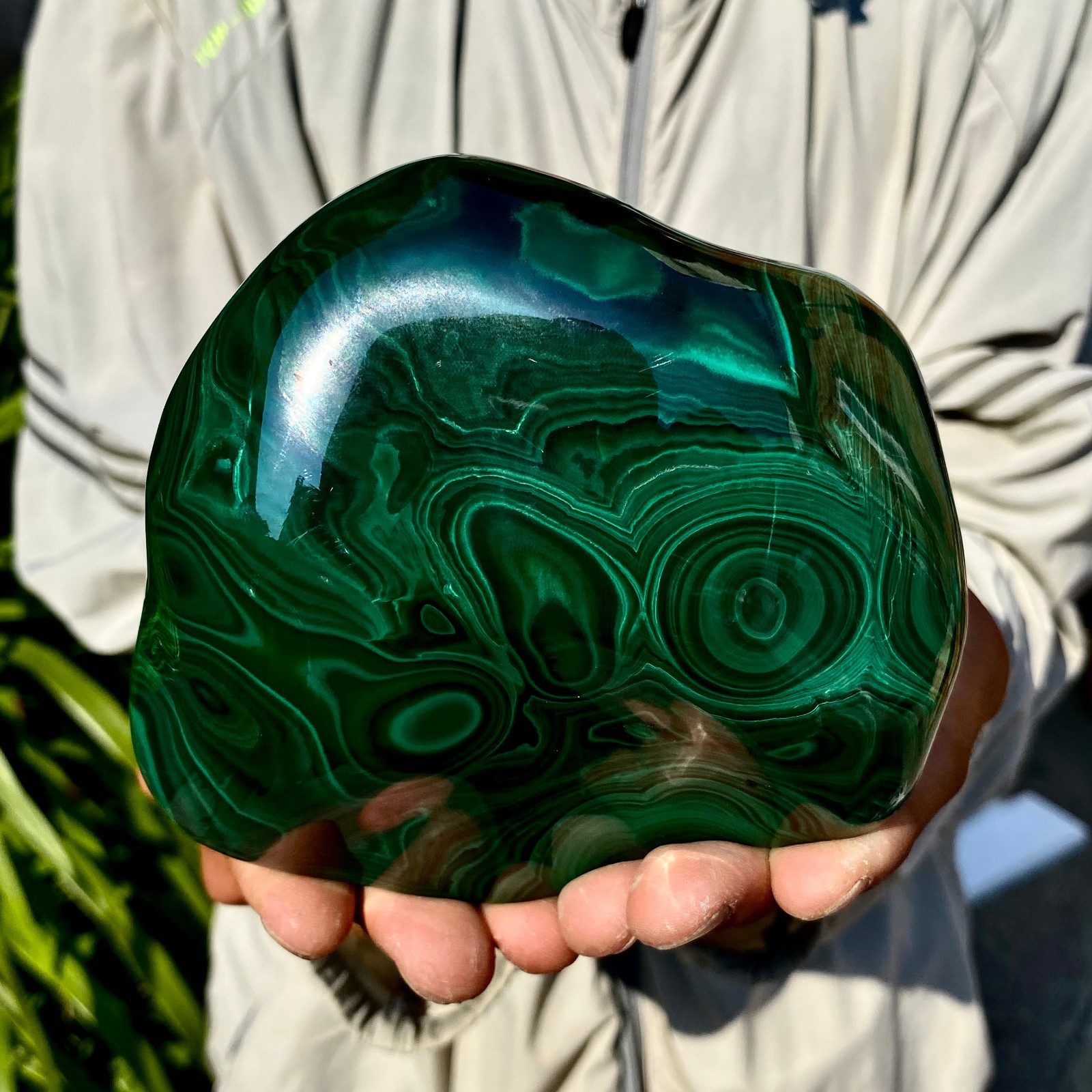 3.3LB Natural glossy Malachite transparent cluster rough mineral sample