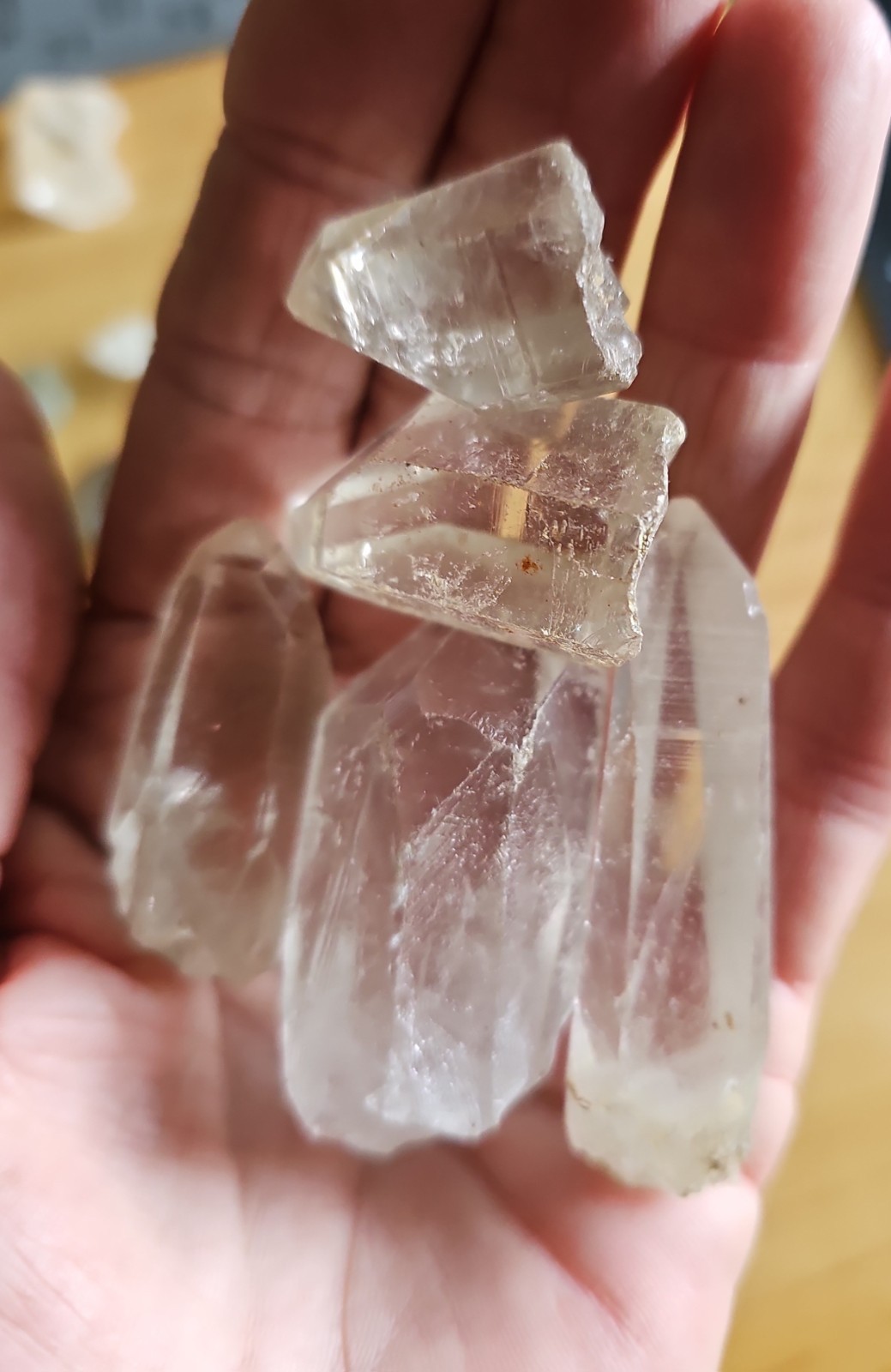 Lot Of 37 Clear & Smoky Quartz Crystals Mixed Different Shapes Sizes Big & Small