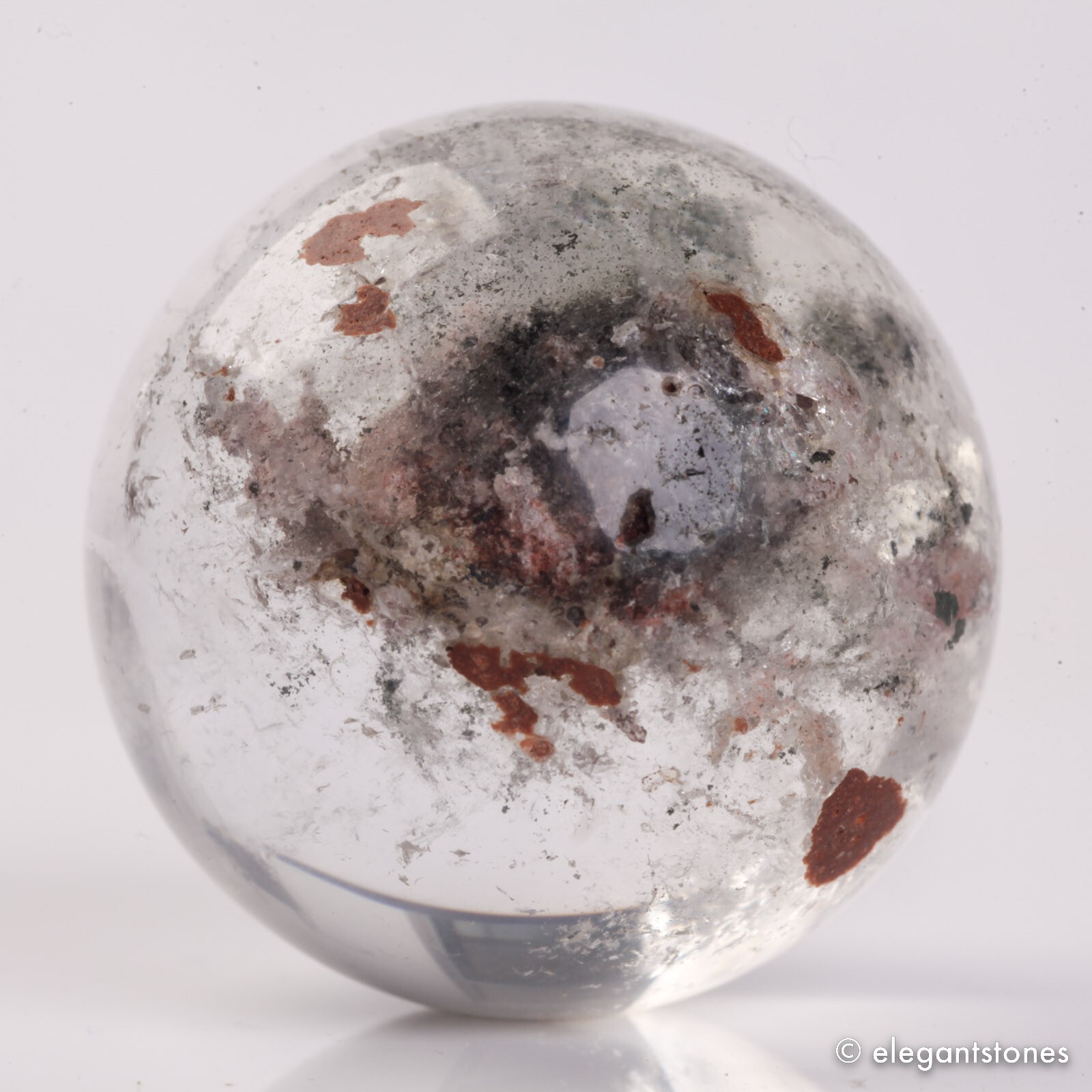 60g35mm Natural Garden/Phantom/Ghost/Lodolite Quartz Crystal Sphere Healing Ball