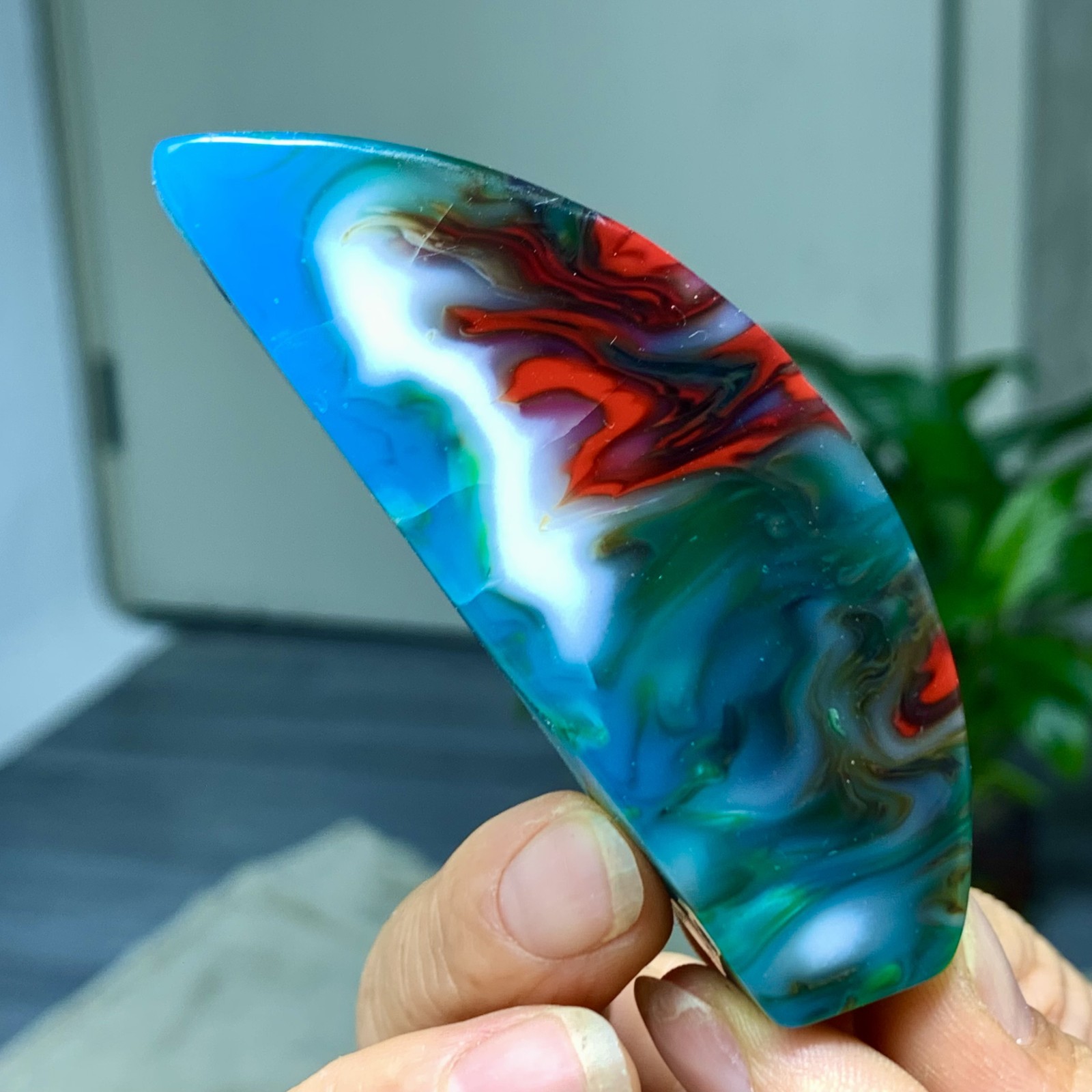 81G Natural NanHong Agate block multicolored Pattern Cabochon mineral Crystal