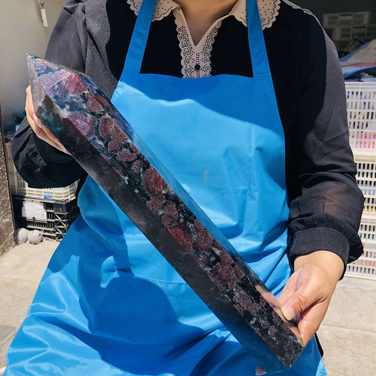 8LB Natural garnet crystal obelisk quartz crystal energy column Reiki healing