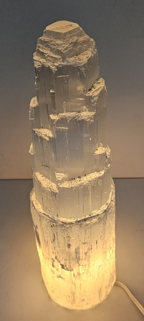 Selenite Lamp 12 inch Natural Stone White Crystal Lamp Gemstone Specimen Reiki