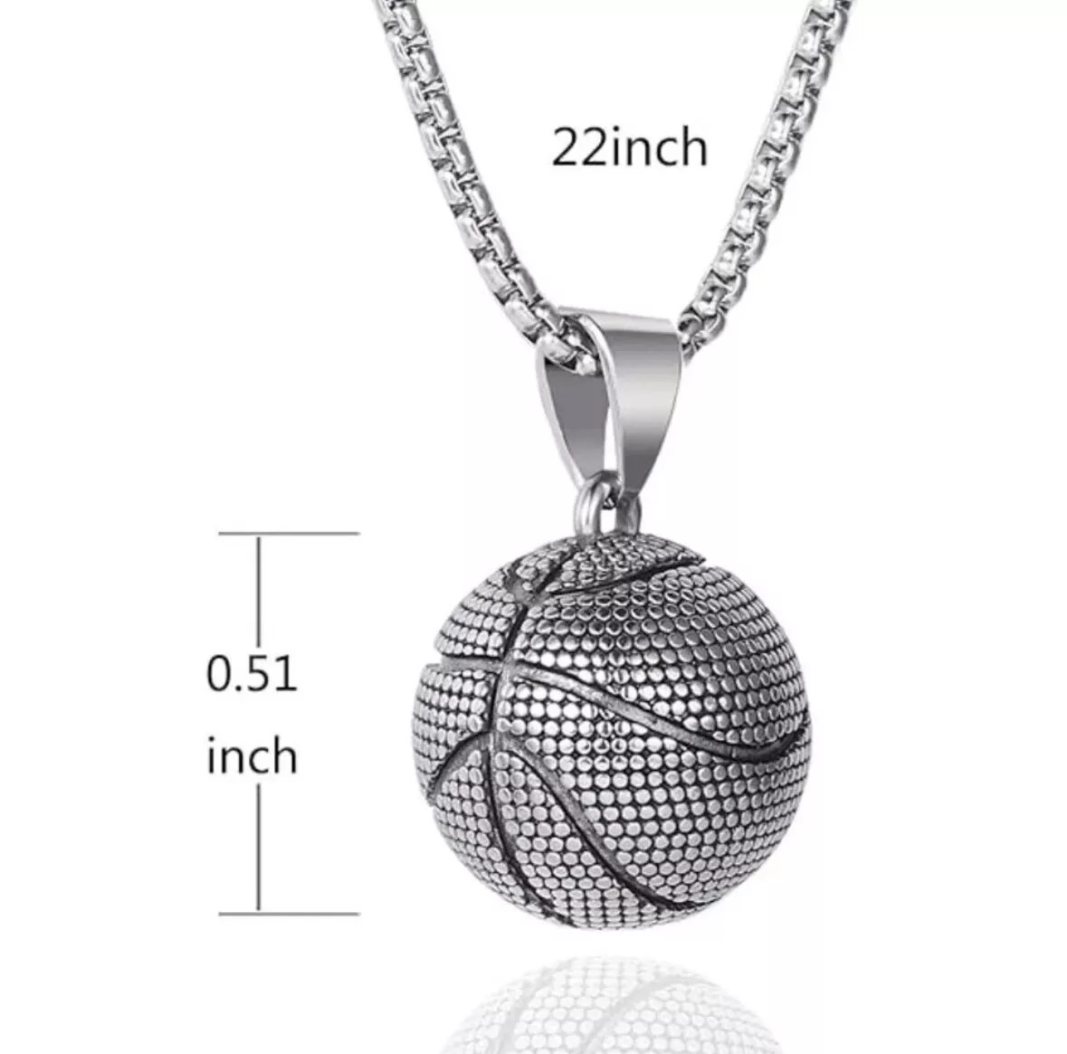 Fashion Jewelry Silver Basketball Pendant Necklace Chain 1PC