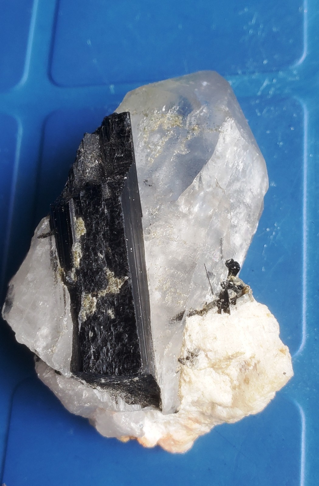 Unique Black Terminated diamond Shape Quartz Crystal with Tourmaline Specimen