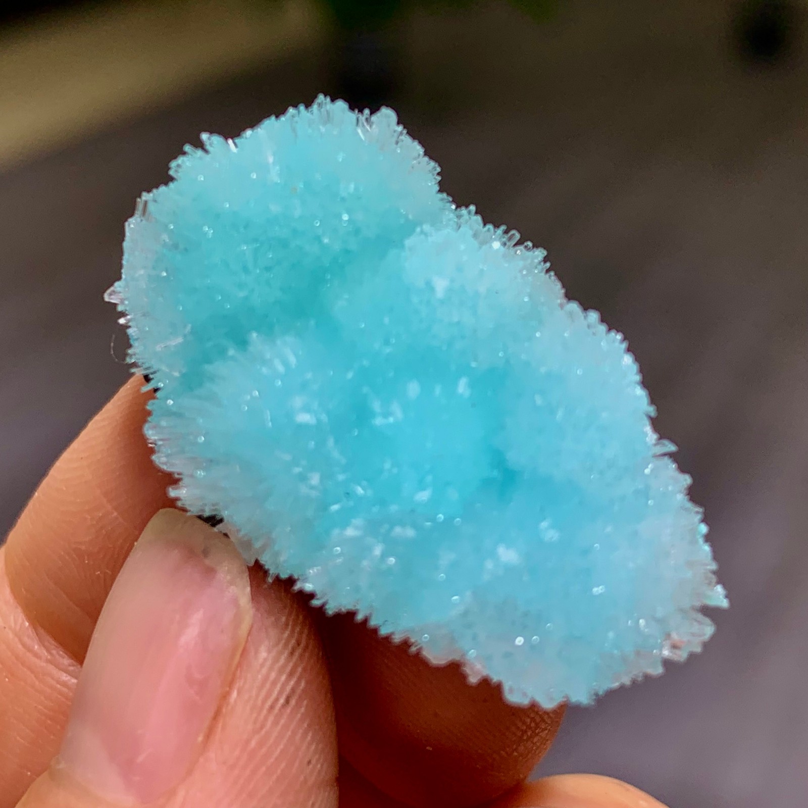 7G Natural blue texture stone crystal,Heteropolar of Chinese blue aragonite