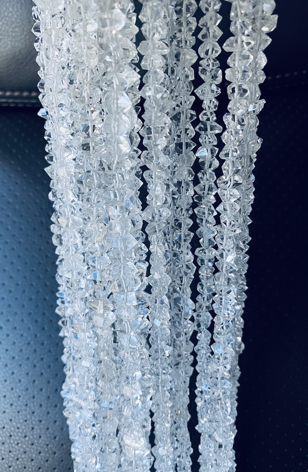 Herkimer Diamond Quartz, Diamond Quartz, Mineral, Crystal, Beads, Strand- 8 inch