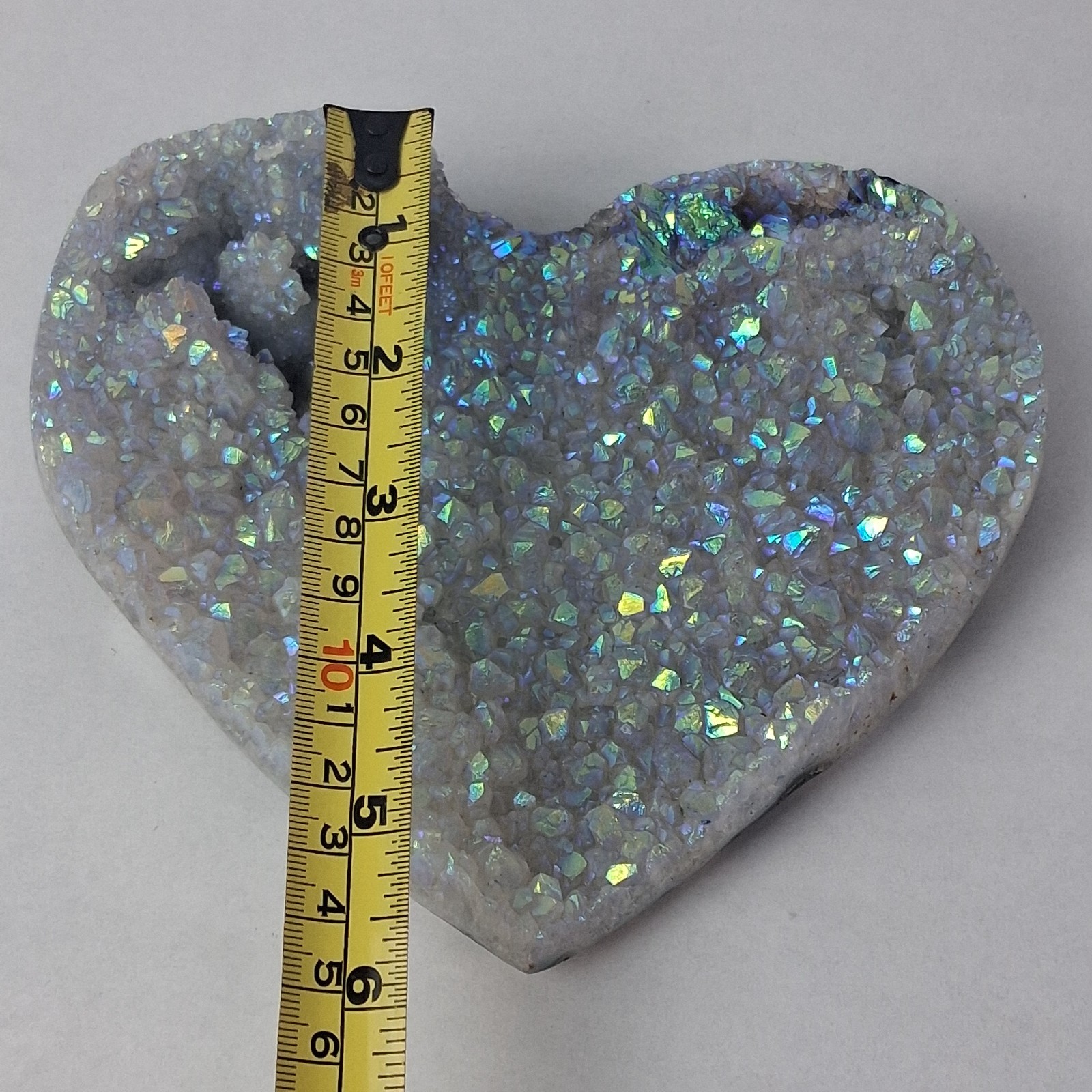 Heart Shaped Angel Aura Quartz Crystal Cluster Natural Rock 7 x 6 in
