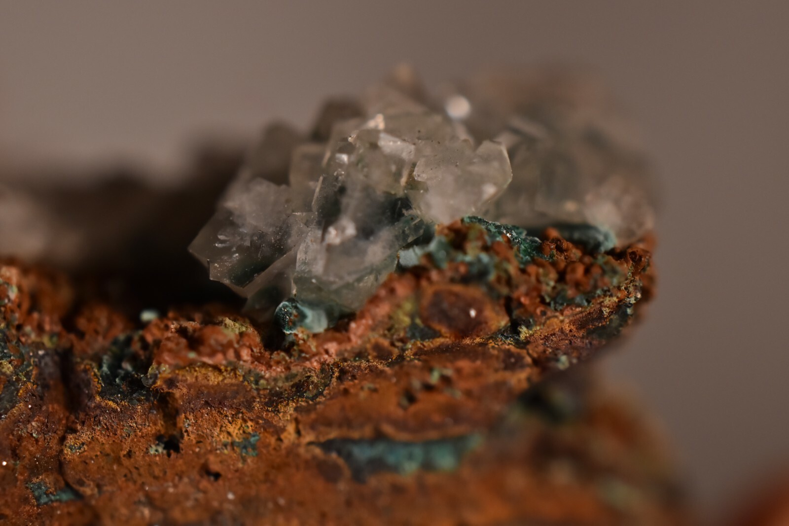 *MALACHITE & CALCITE* Cluster 4.8cm 19.7g Natural Rough Specimen Clear Crystals