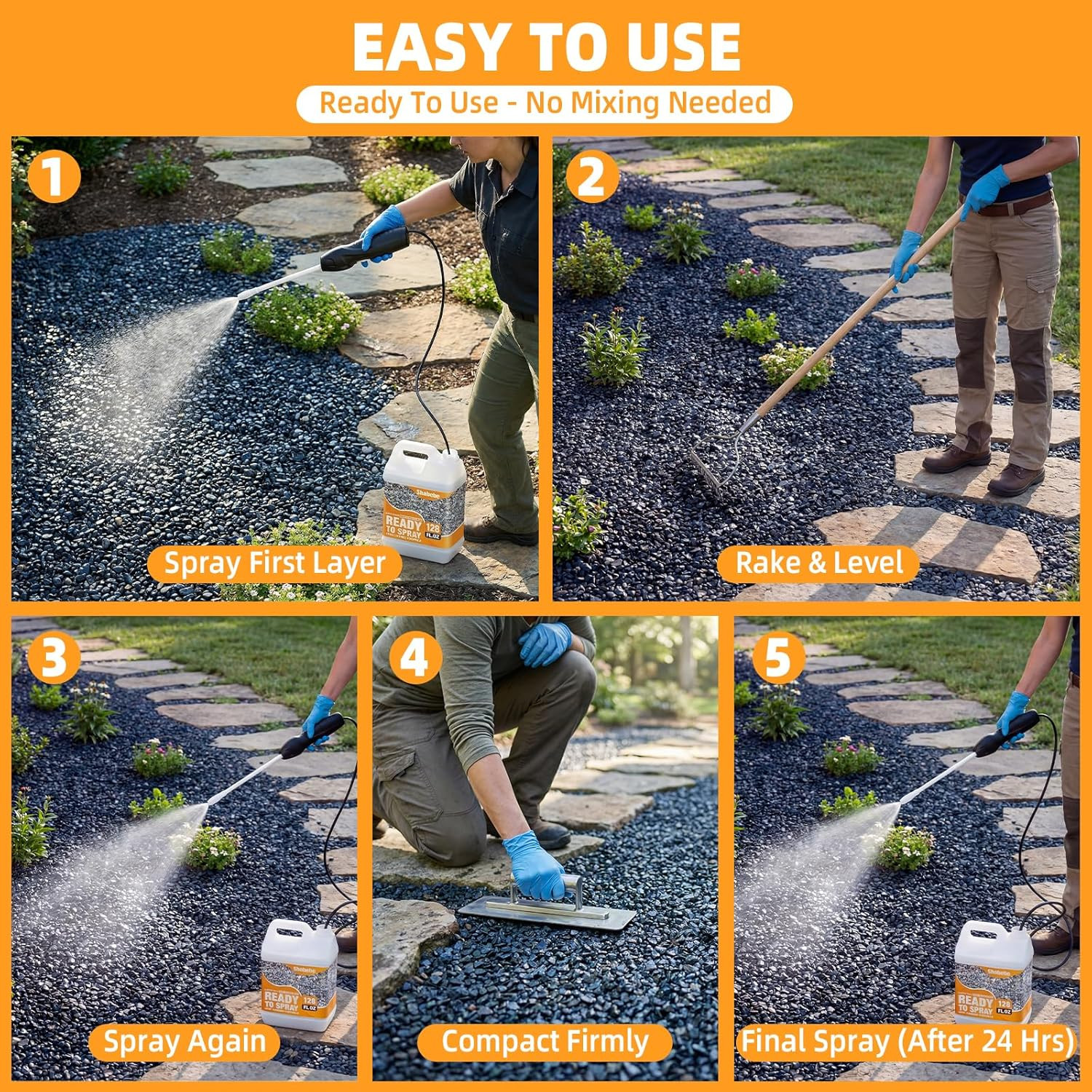 Rock Glue for Landscaping 2 Gallon, Ready-To-Use Gravel Binder for Pea Gravel &