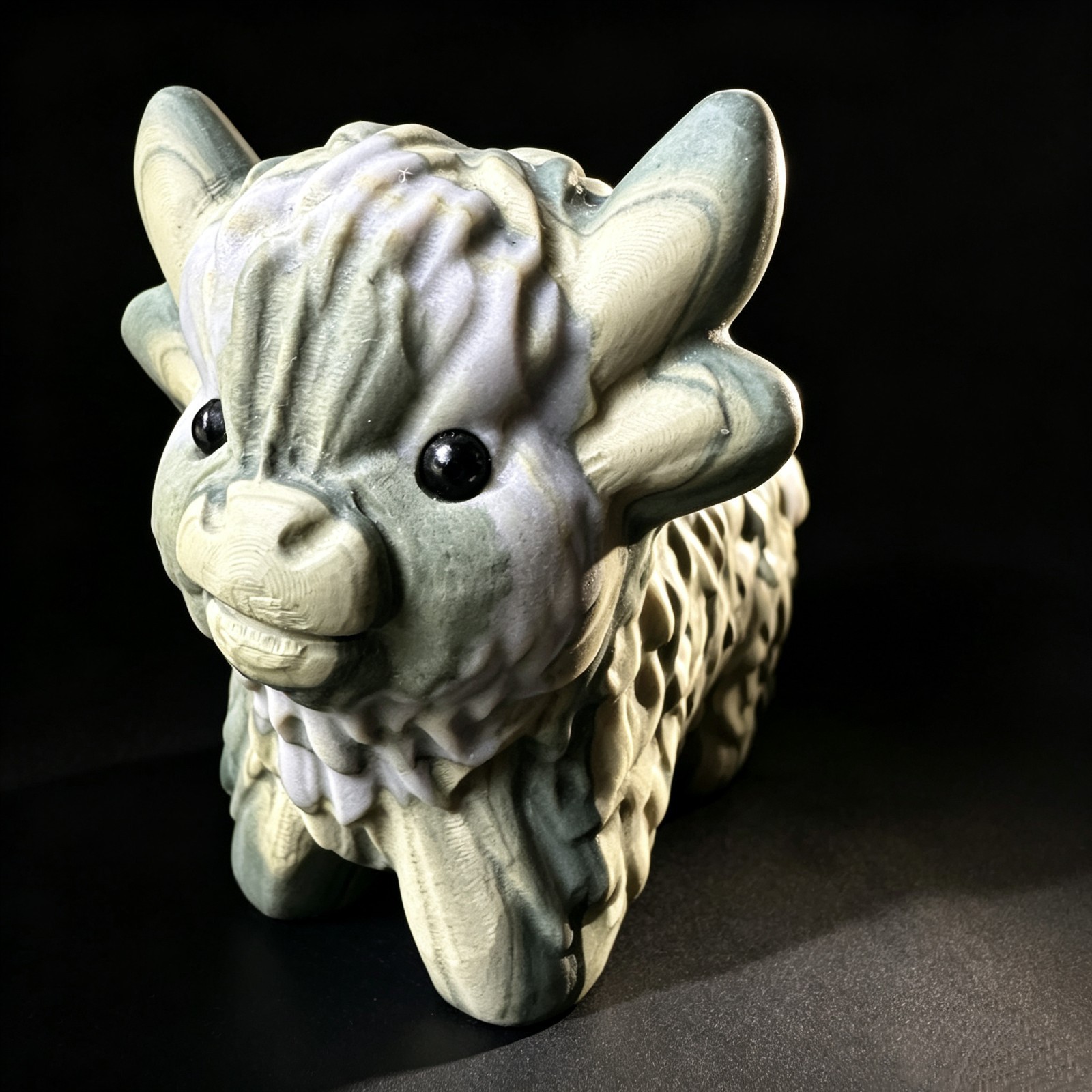 Precision Carved Natural Stone Yak with Detailed Fur Curved Horns Powerful Stanc