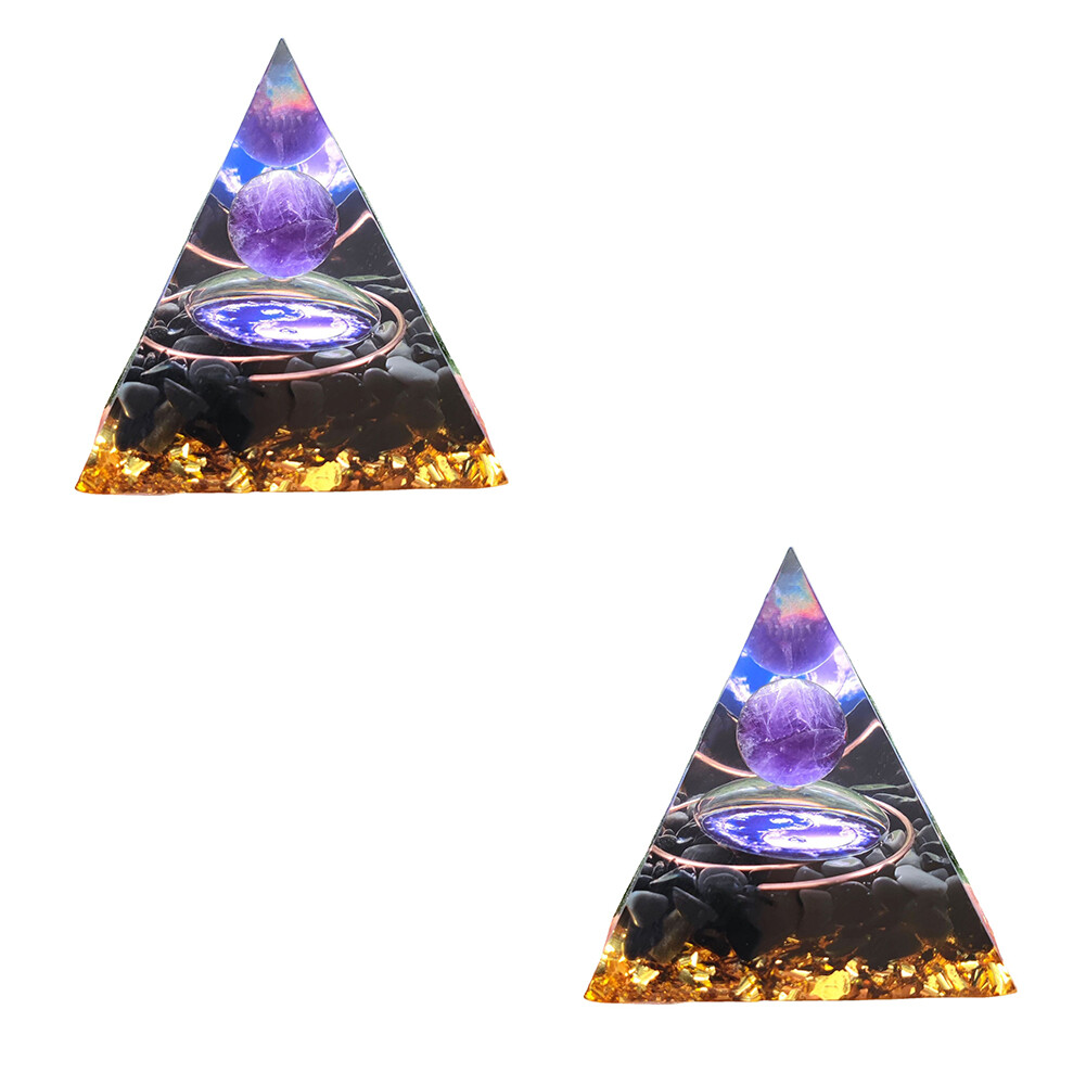 US 1 Pack Orgonite Pyramid Amethyst Peridot Healing Crystal Energy Orgone EMF