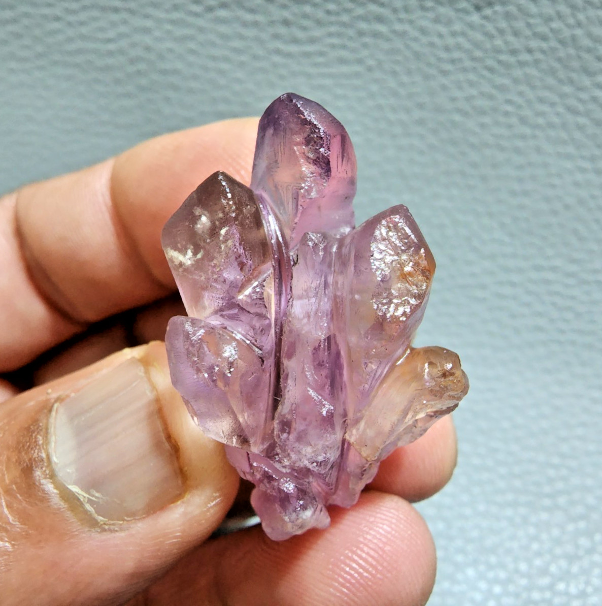 88 Ct Top Purple Ametrine Flower Shape Carving Loose Gemstone Jewelry For Making