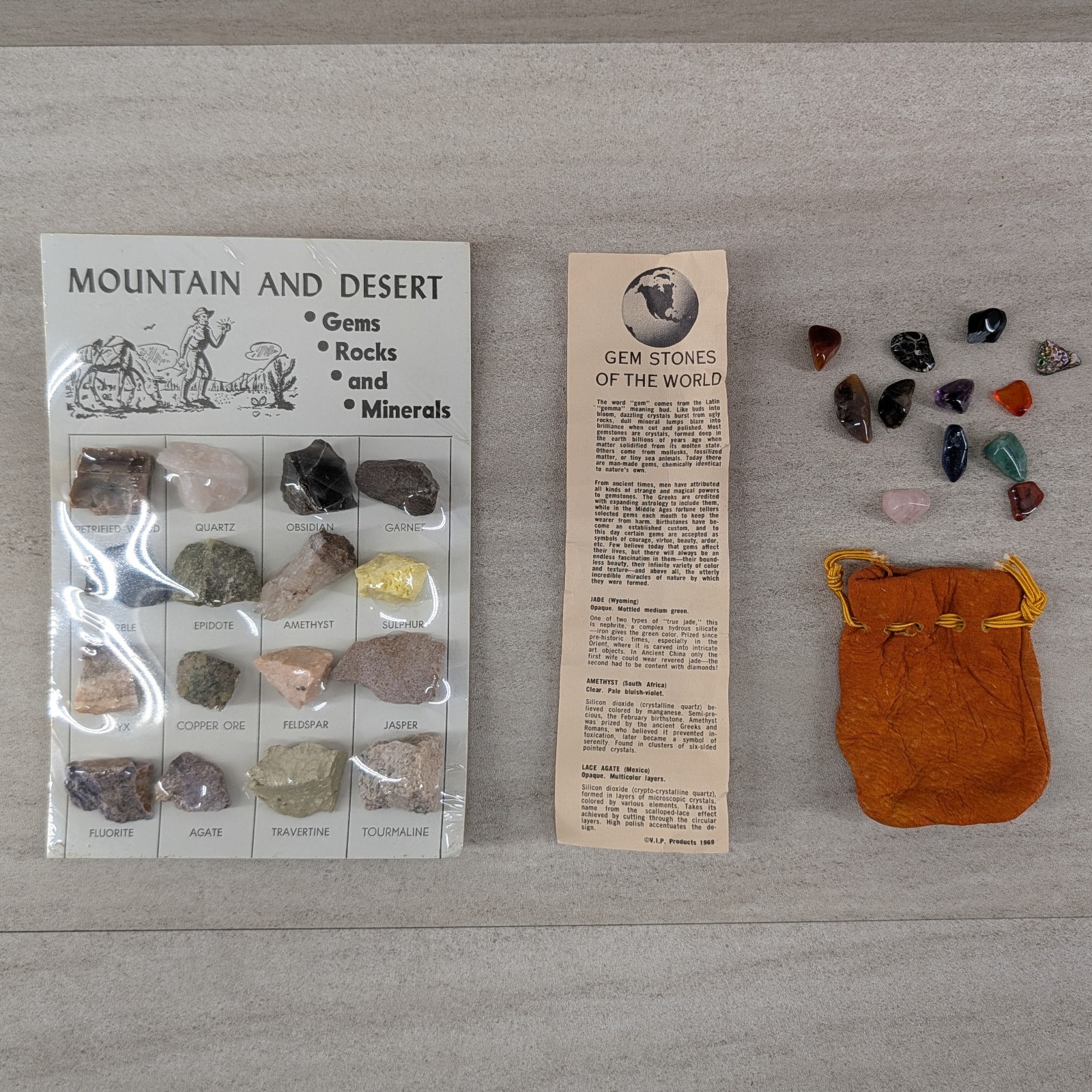 Vintage Mountain and Desert Rock Mineral Collection Set Lot Gemstones World 1969
