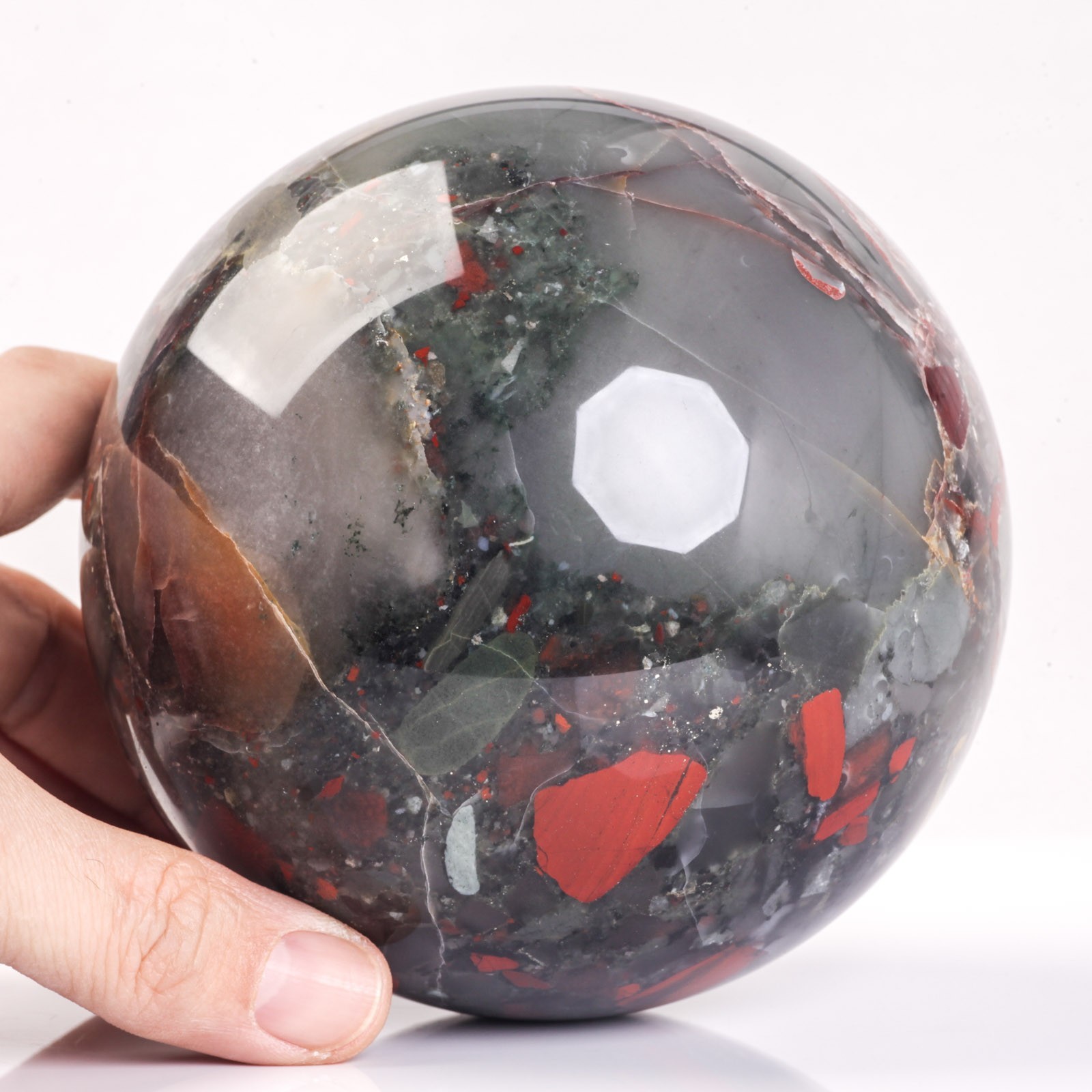 2003g 113mm Large African Bloodstone Sphere Crystal Ball Natural Quartz Healing