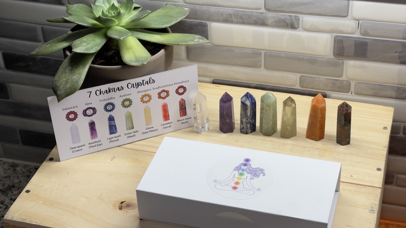 7 Chakra Crystals Set Chakras Gift Crystal Tower Kit Obelisk Healing Point Wand