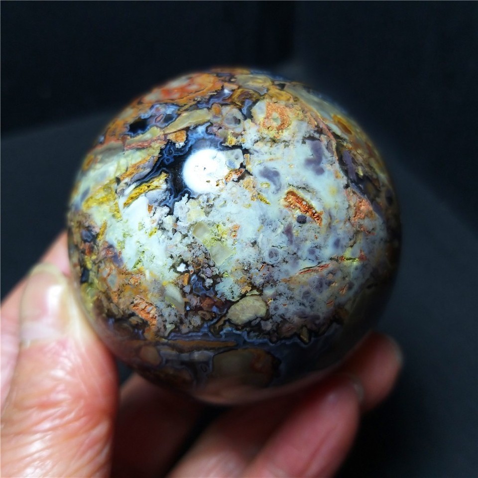 RARE 238.3g Natural Polished Colorful Agate Stone Ball Healing Madagascar AB1600
