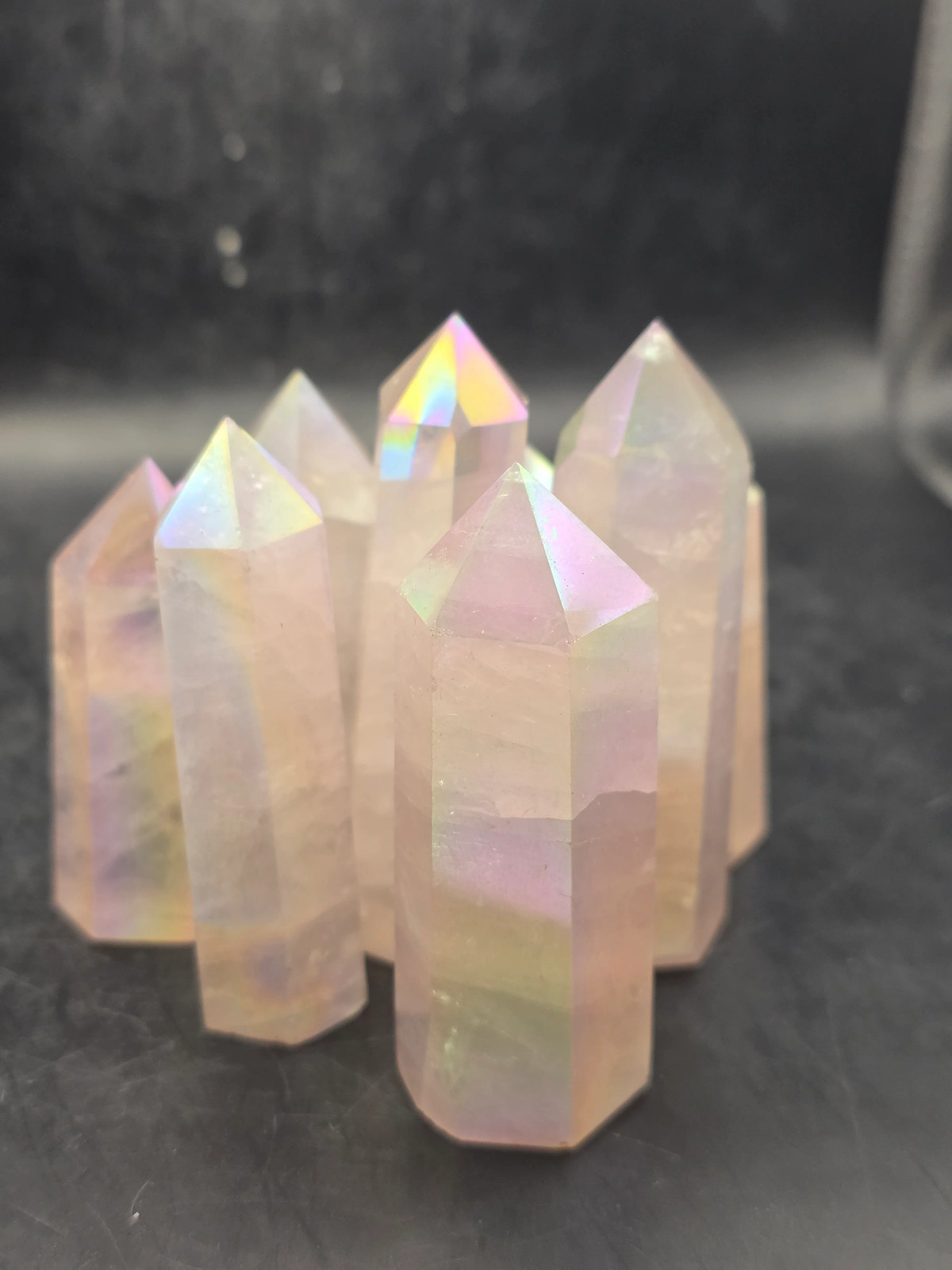 Aura rose quartz tower! 2.1 too 2.8 inches tall!