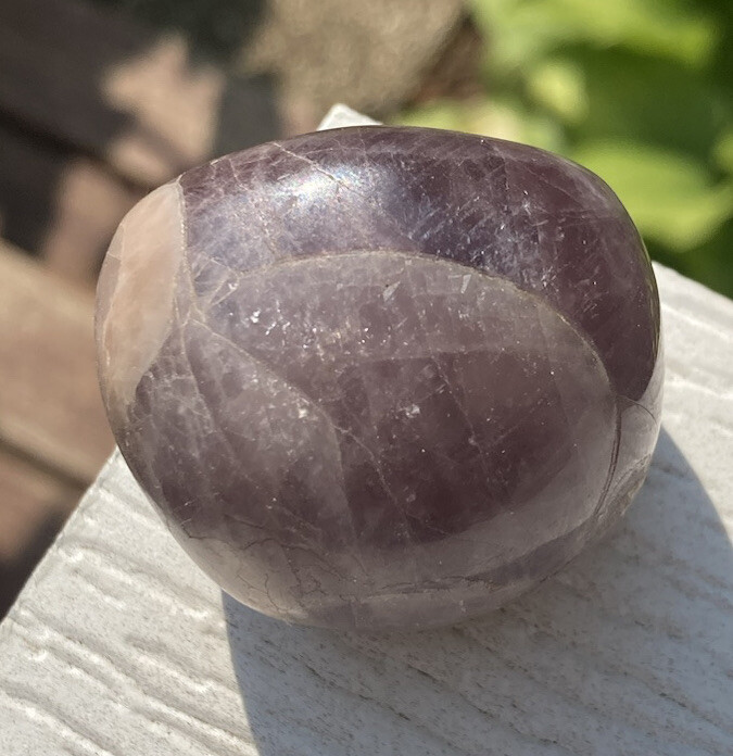Handmade Polished PURPLE ANGELITE & ORANGE CALCITE Healing Crystal Palm Stone