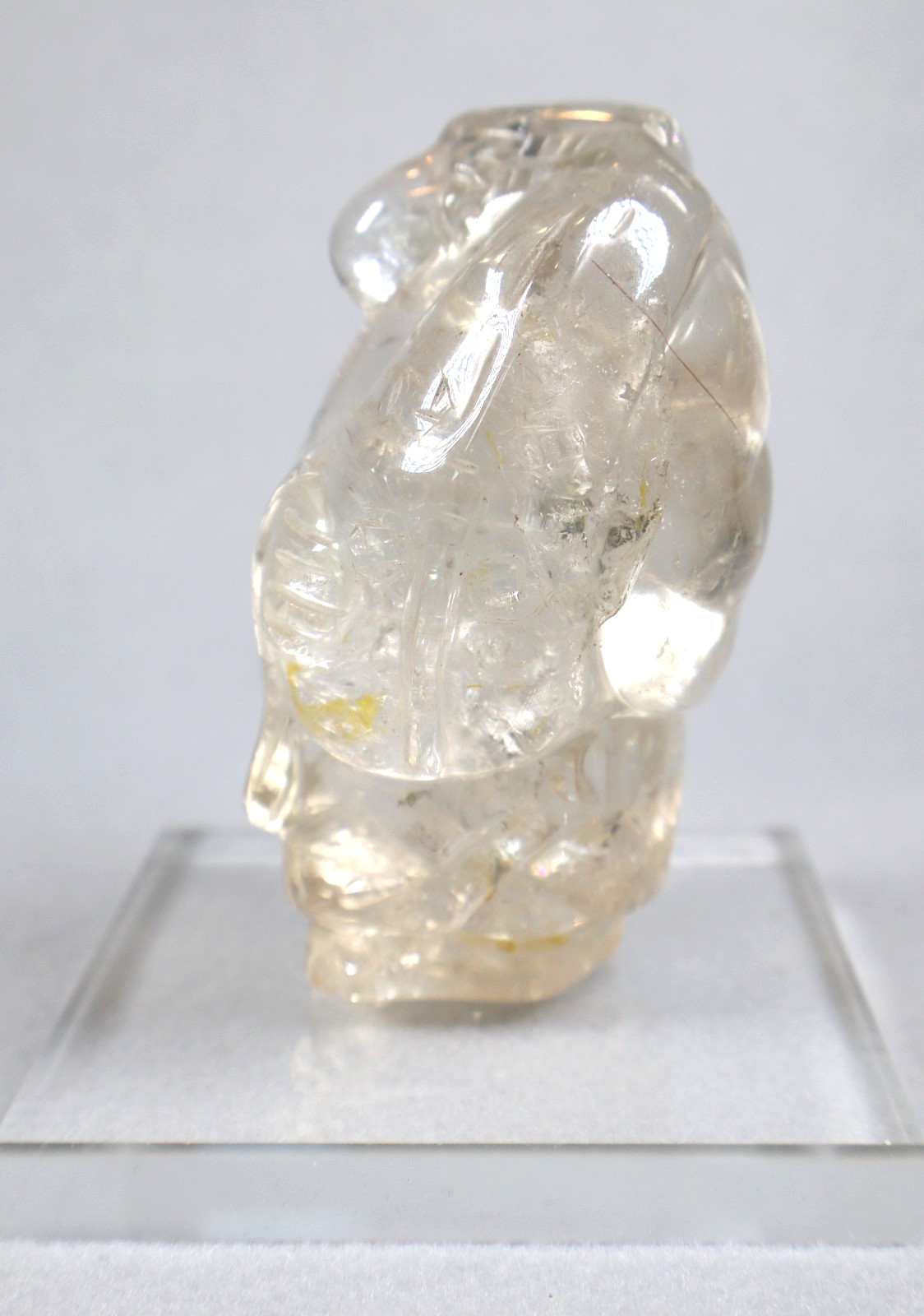 Carved Rock Quartz Crystal Statue Figurine 3.5 Inch Height Transparent Vintage