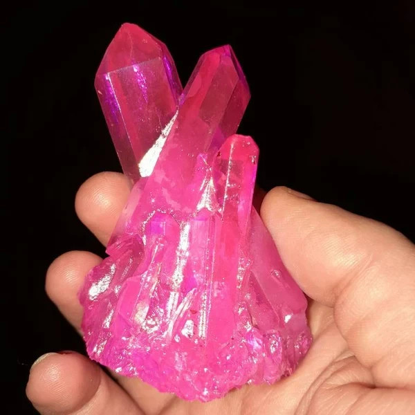 Titanium Angel Aura Quartz Geode Specimen Pink Crystal Cluster Desk Decor Gift