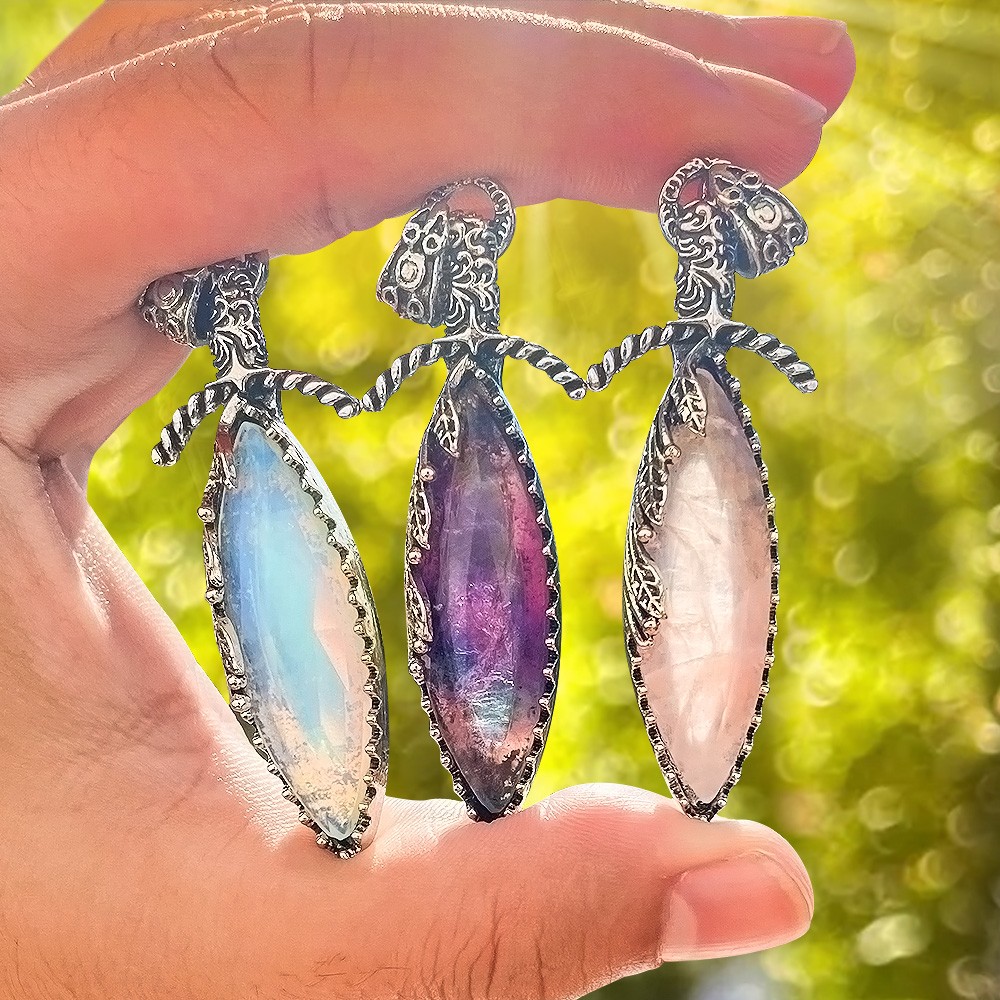1PC Chakra Crystal Sword Shape Pendant Gemstone Healing Reiki Stone for Necklace